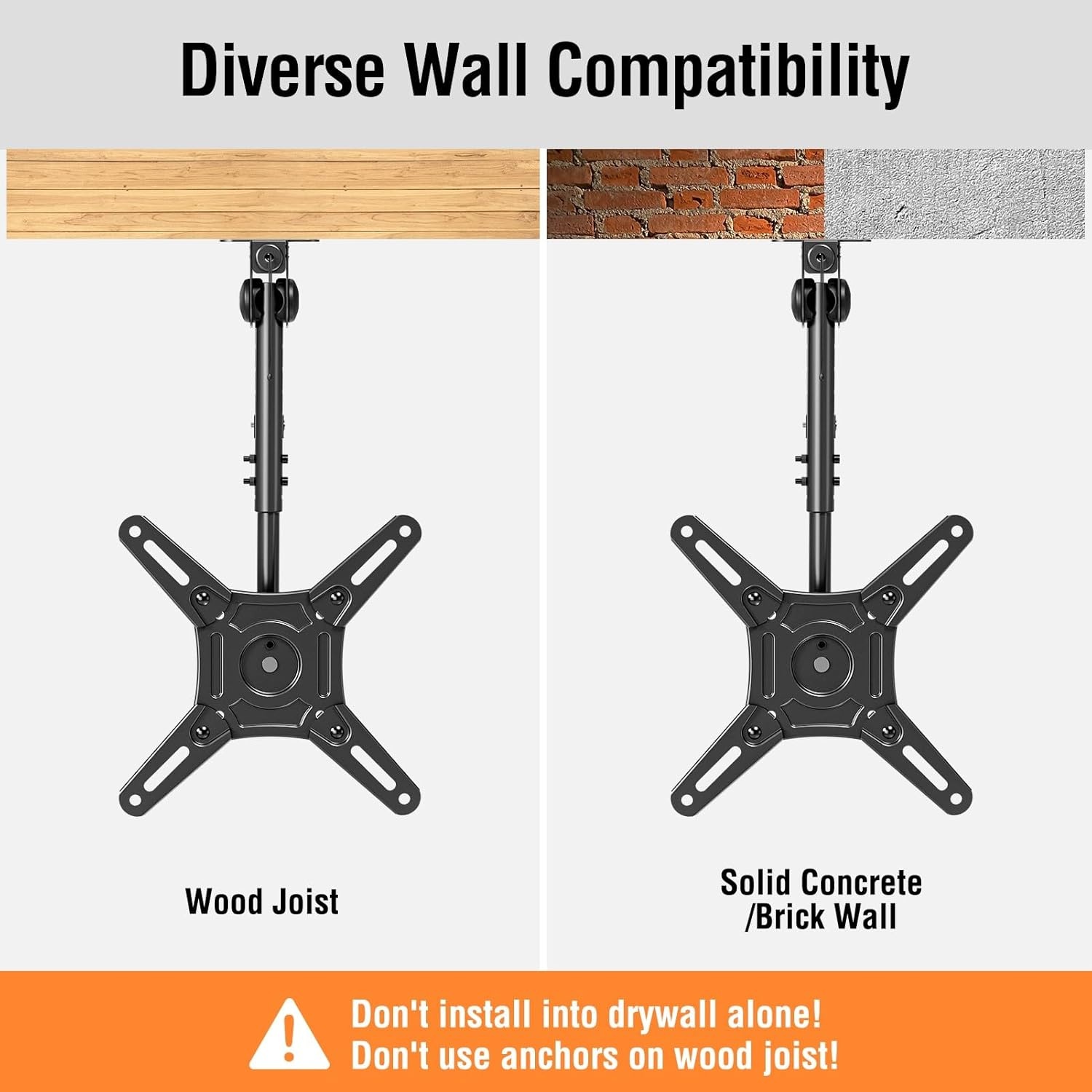 image:imageELIVED Ceiling TV Mount for Most 3775 Inch FlatCurved TVs Height Adjustable Ceiling Mount for Flat Pitched Roof Hanging TV Bracket 360 Swivel Full Motion Holds up to 110 lbs Max VESA 600x400mmHeight 153