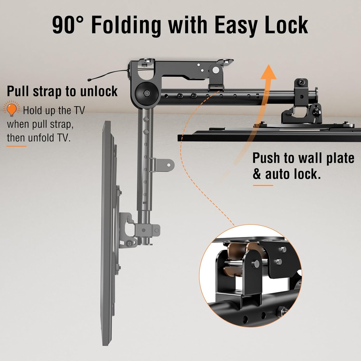 image:imageELIVED Ceiling TV Mount for Most 3775 Inch FlatCurved TVs Height Adjustable Ceiling Mount for Flat Pitched Roof Hanging TV Bracket 360 Swivel Full Motion Holds up to 110 lbs Max VESA 600x400mmHeight 153