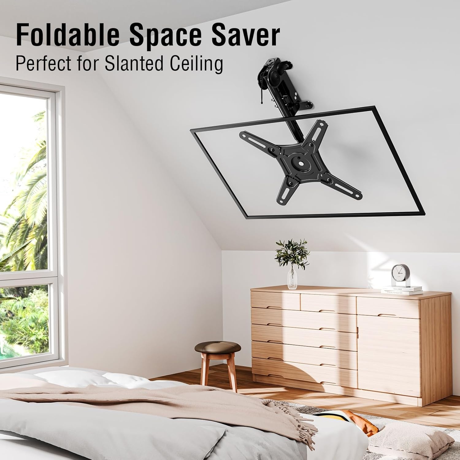 image:imageELIVED Ceiling TV Mount for Most 3775 Inch FlatCurved TVs Height Adjustable Ceiling Mount for Flat Pitched Roof Hanging TV Bracket 360 Swivel Full Motion Holds up to 110 lbs Max VESA 600x400mmHeight 153