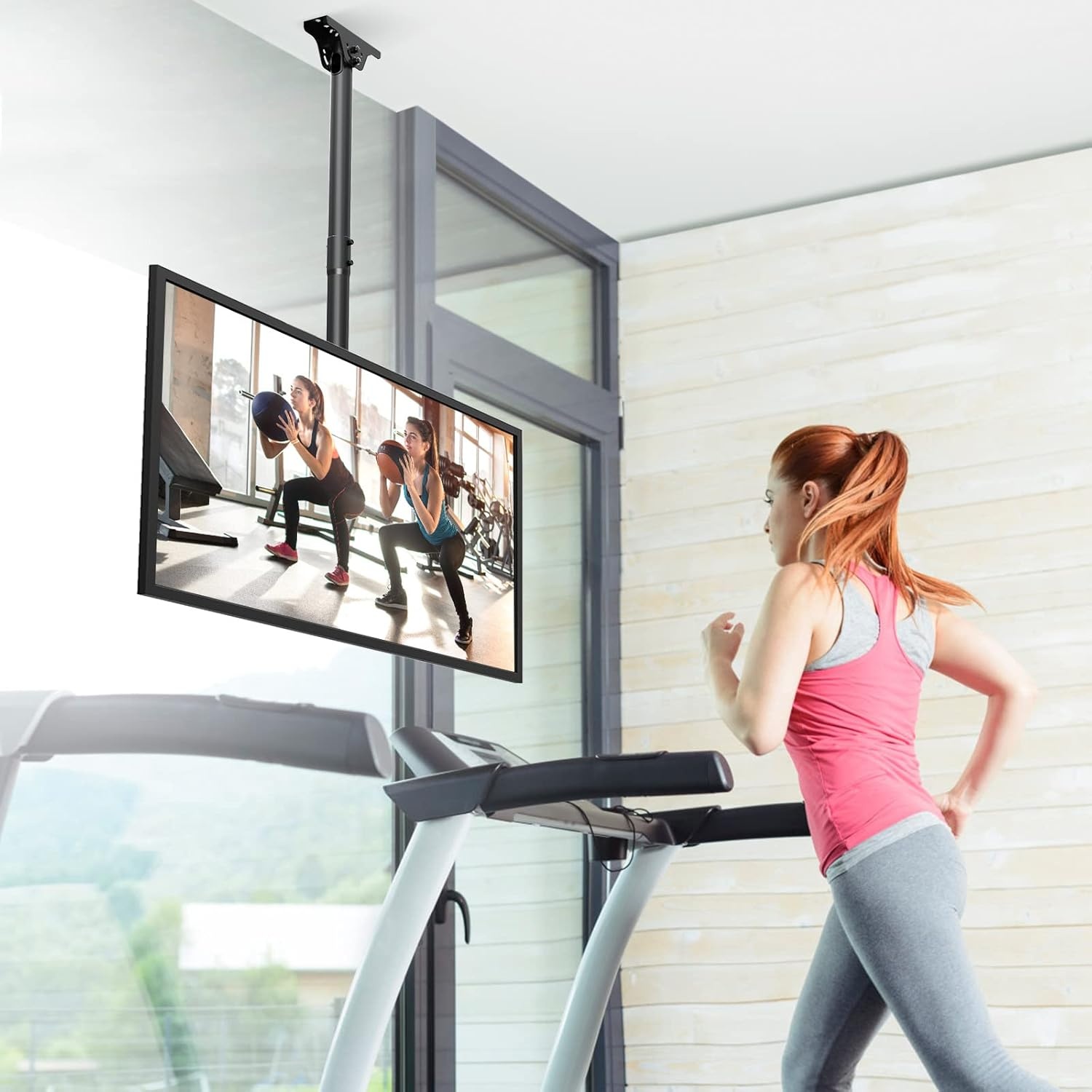 image:imageELIVED Ceiling TV Mount for Most 3775 Inch FlatCurved TVs Height Adjustable Ceiling Mount for Flat Pitched Roof Hanging TV Bracket 360 Swivel Full Motion Holds up to 110 lbs Max VESA 600x400mmHeight 606