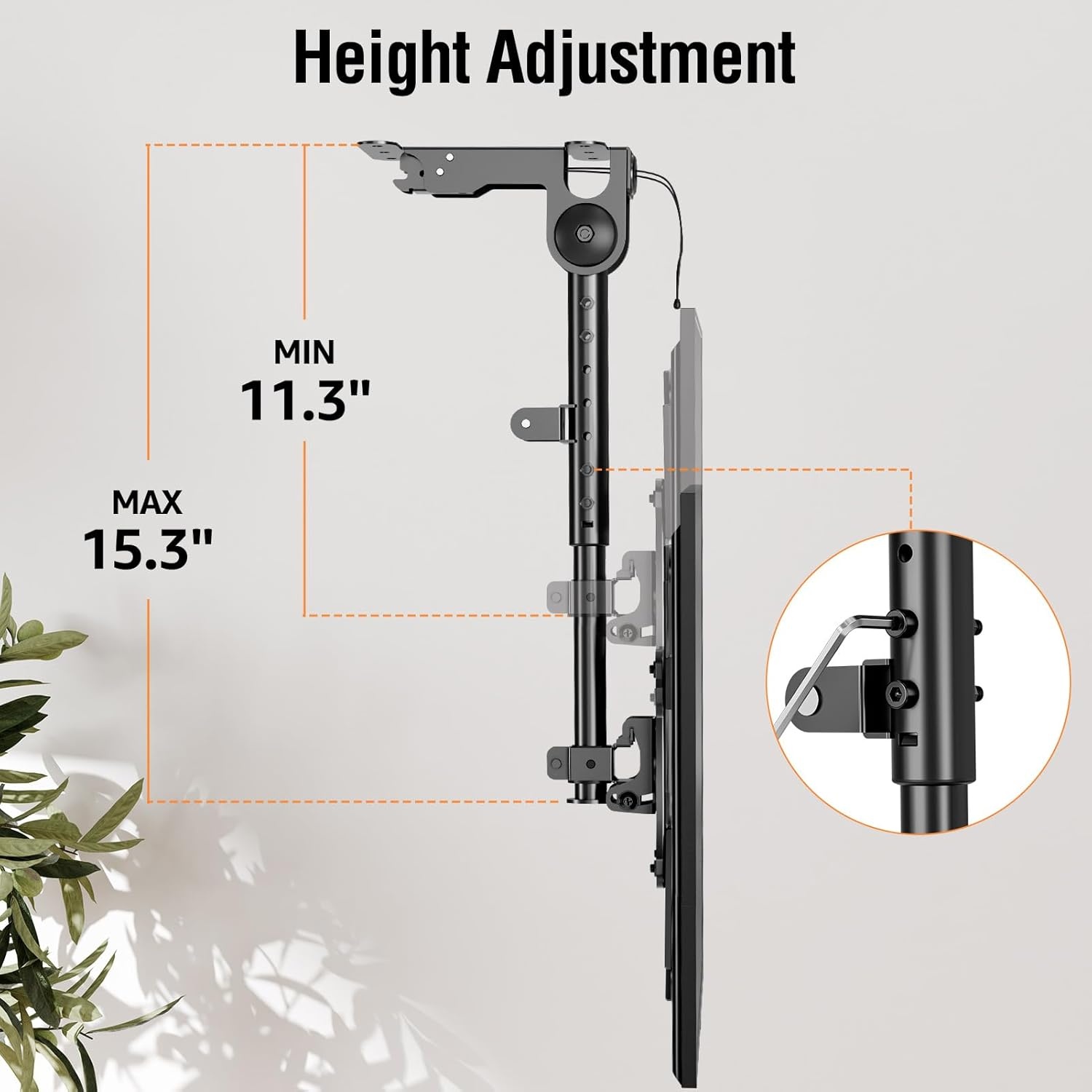 image:imageELIVED Ceiling TV Mount for Most 3775 Inch FlatCurved TVs Height Adjustable Ceiling Mount for Flat Pitched Roof Hanging TV Bracket 360 Swivel Full Motion Holds up to 110 lbs Max VESA 600x400mmHeight 153