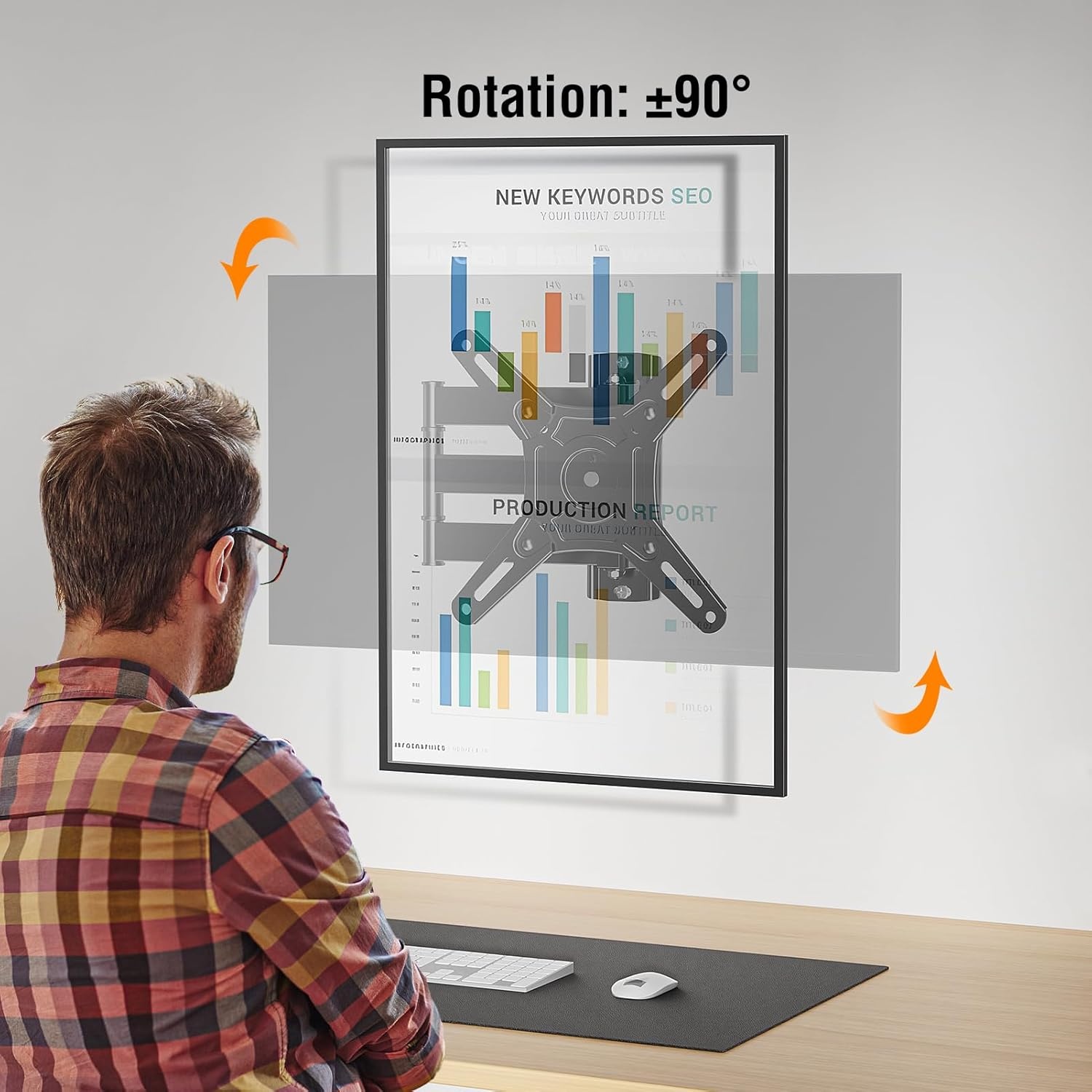 image:imageELIVED Full Motion TV Monitor Wall Mount for Most 1442 Inch LED LCD Flat Screen TVs amp Monitors Swivel Tilt Extension Rotation tv Mount Bracket Max VESA 200x200mm up to 44 lbs3 Arms 148