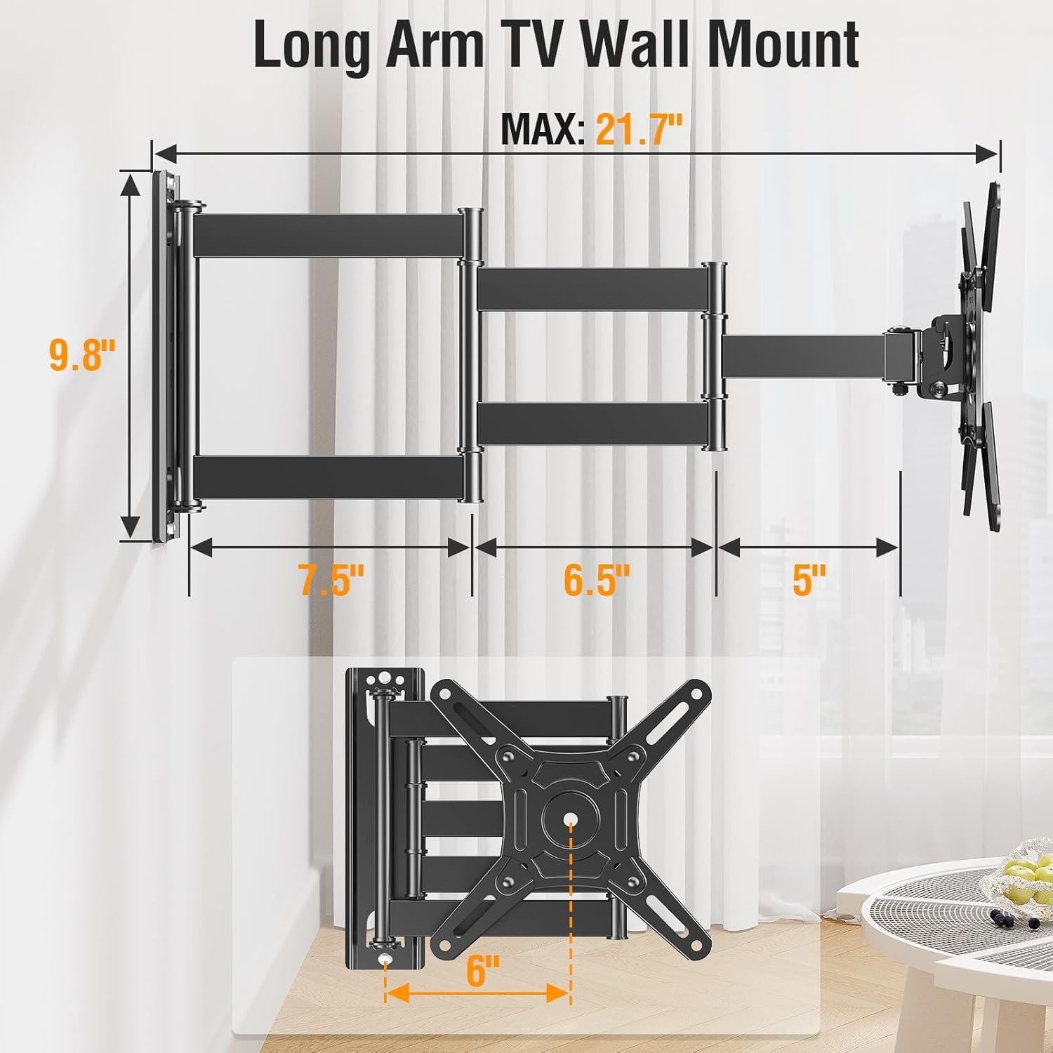 image:imageELIVED Full Motion TV Monitor Wall Mount for Most 1442 Inch LED LCD Flat Screen TVs amp Monitors Swivel Tilt Extension Rotation tv Mount Bracket Max VESA 200x200mm up to 44 lbs5 Arms 217