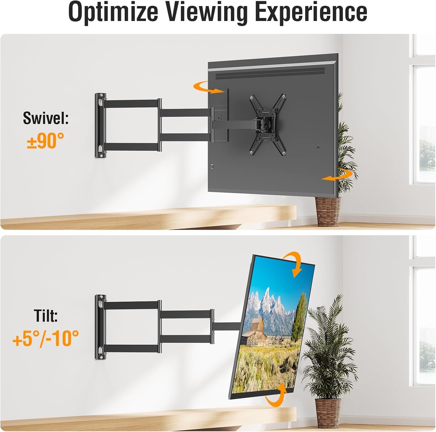 image:imageELIVED Full Motion TV Monitor Wall Mount for Most 1442 Inch LED LCD Flat Screen TVs amp Monitors Swivel Tilt Extension Rotation tv Mount Bracket Max VESA 200x200mm up to 44 lbs5 Arms 295