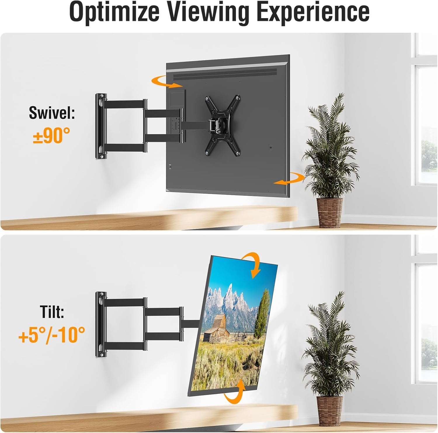 image:imageELIVED Full Motion TV Monitor Wall Mount for Most 1442 Inch LED LCD Flat Screen TVs amp Monitors Swivel Tilt Extension Rotation tv Mount Bracket Max VESA 200x200mm up to 44 lbs5 Arms 217