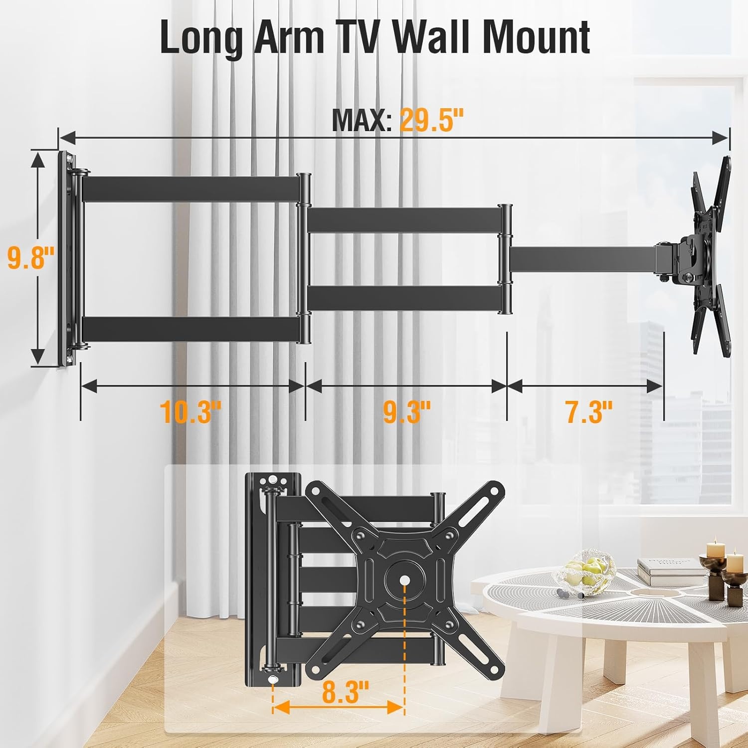 image:imageELIVED Full Motion TV Monitor Wall Mount for Most 1442 Inch LED LCD Flat Screen TVs amp Monitors Swivel Tilt Extension Rotation tv Mount Bracket Max VESA 200x200mm up to 44 lbs5 Arms 295