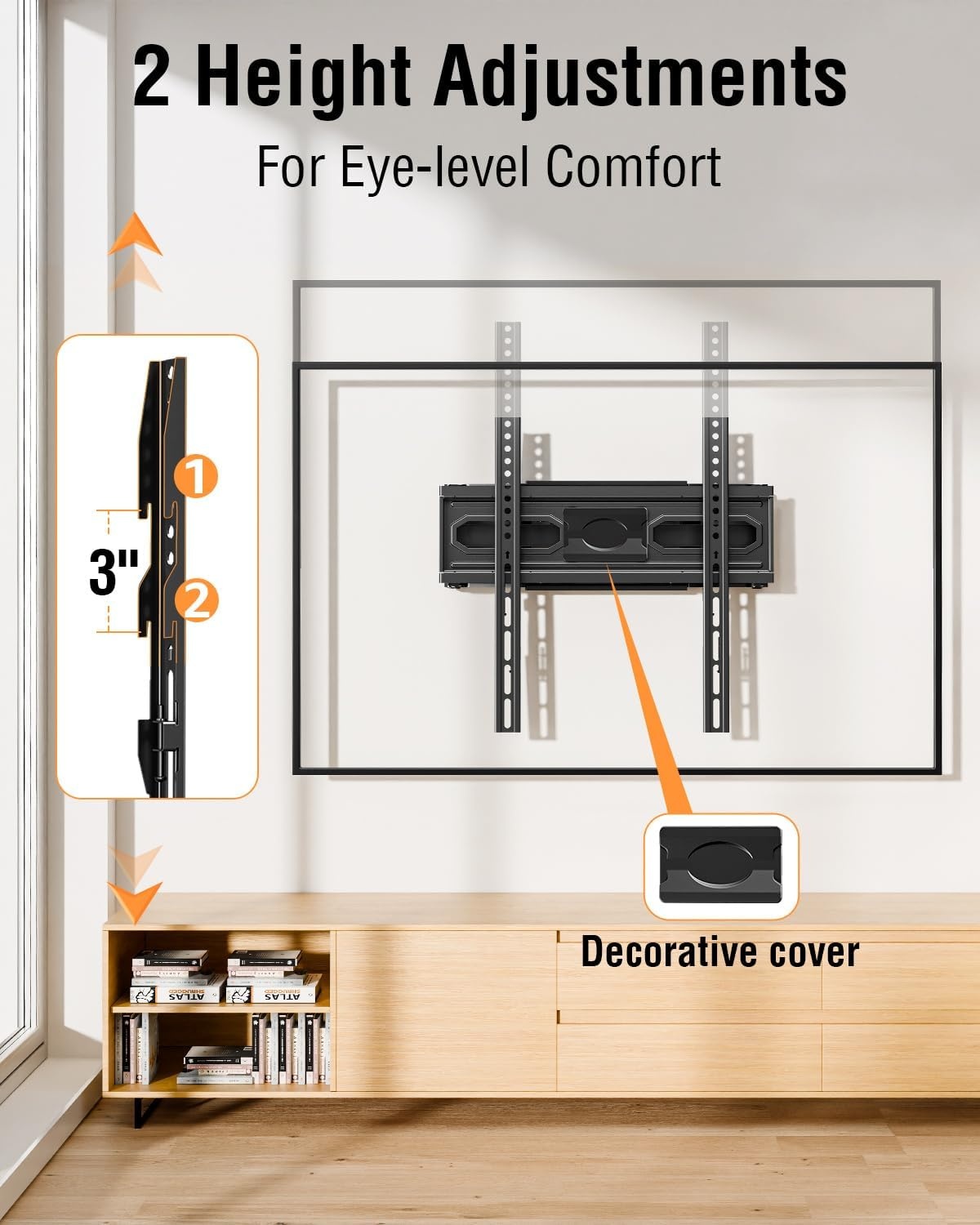 image:imageELIVED Heavy Duty TV Mount for Most 50100 Inch tvs up to 199 LBS amp 800x600mm Vesa 13 Low Profile Wall Mount TV Bracket Fixed tv Wall Mount Fits 16 24 32 StudsMotion 2665TV