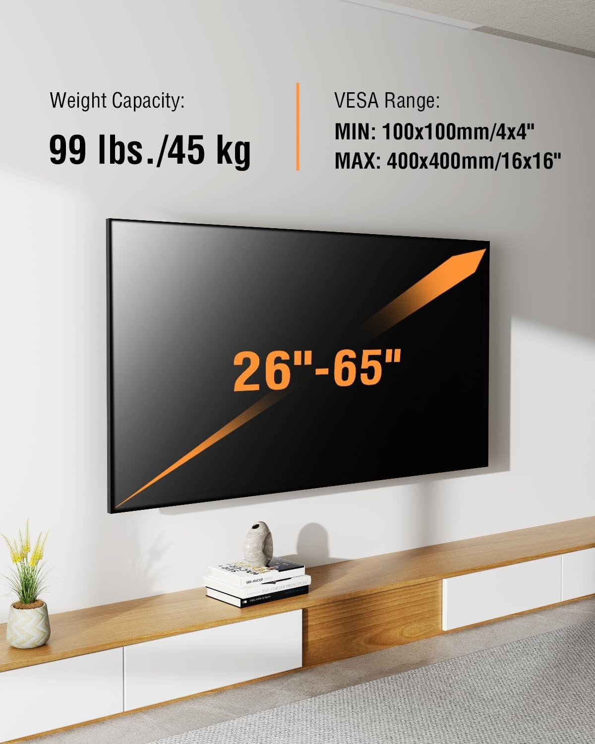 image:imageELIVED Heavy Duty TV Mount for Most 50100 Inch tvs up to 199 LBS amp 800x600mm Vesa 13 Low Profile Wall Mount TV Bracket Fixed tv Wall Mount Fits 16 24 32 StudsMotion 2665TV