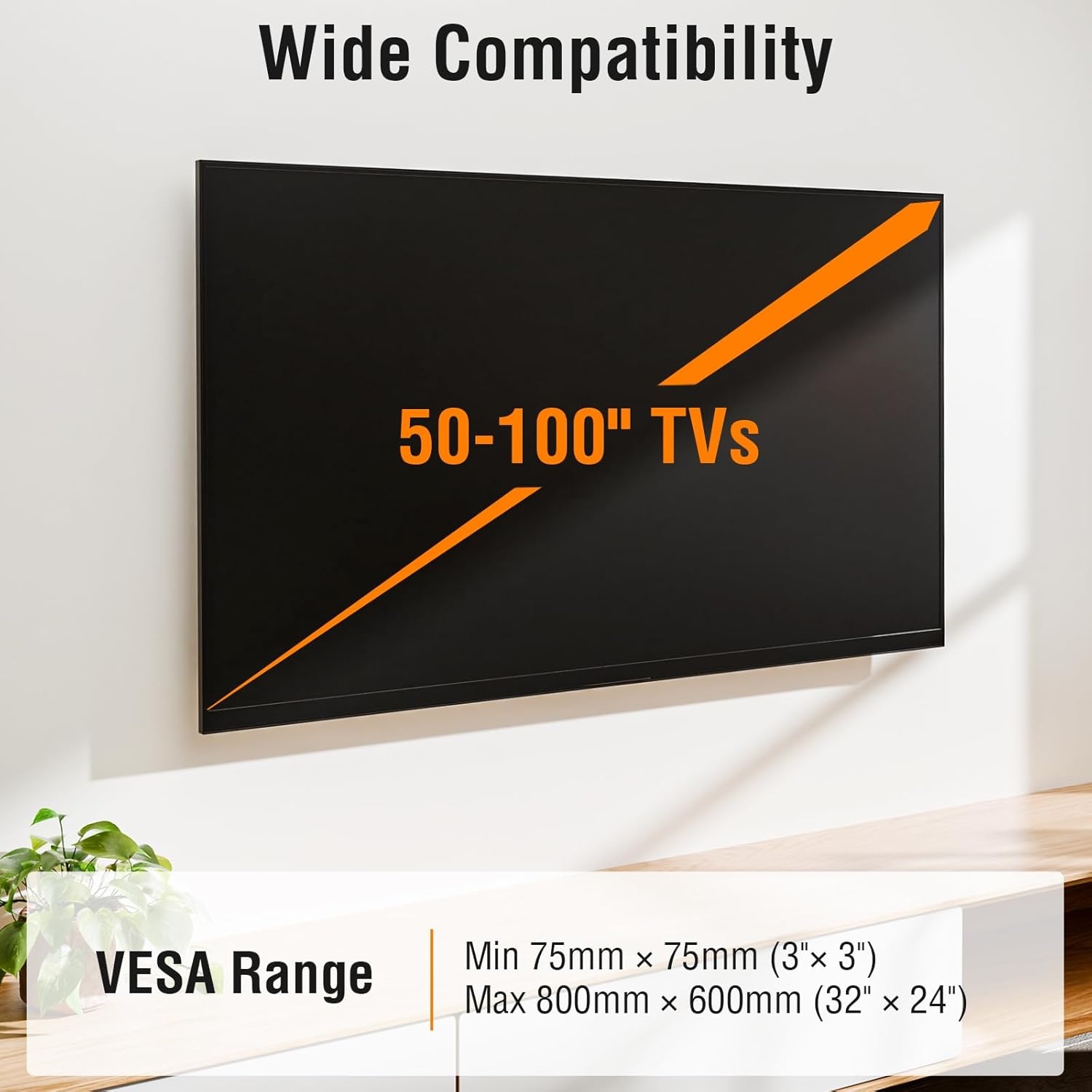 image:imageELIVED Heavy Duty TV Mount for Most 50100 Inch tvs up to 199 LBS amp 800x600mm Vesa 13 Low Profile Wall Mount TV Bracket Fixed tv Wall Mount Fits 16 24 32 StudsFix 50100 TV