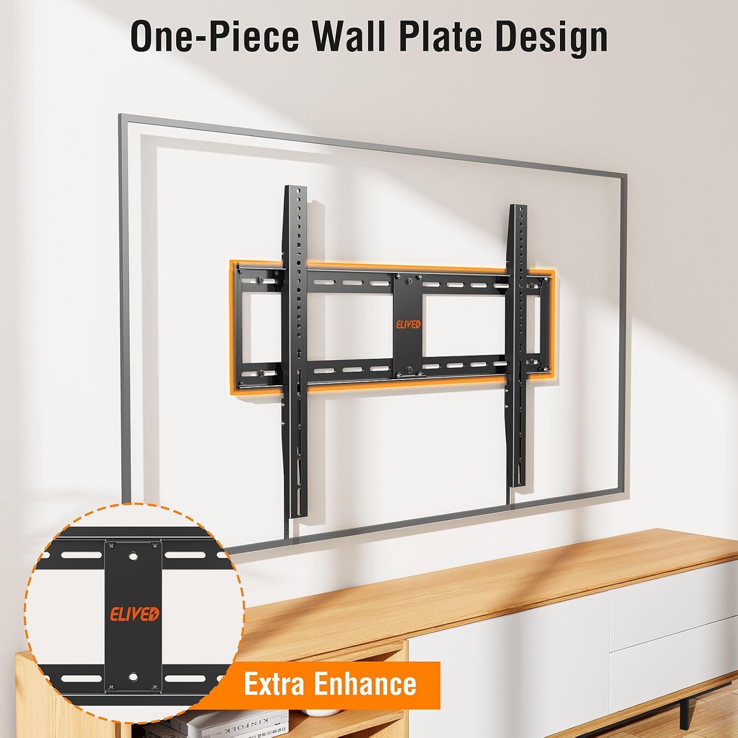 image:imageELIVED Heavy Duty TV Mount for Most 50100 Inch tvs up to 199 LBS amp 800x600mm Vesa 13 Low Profile Wall Mount TV Bracket Fixed tv Wall Mount Fits 16 24 32 StudsFix 50100 TV