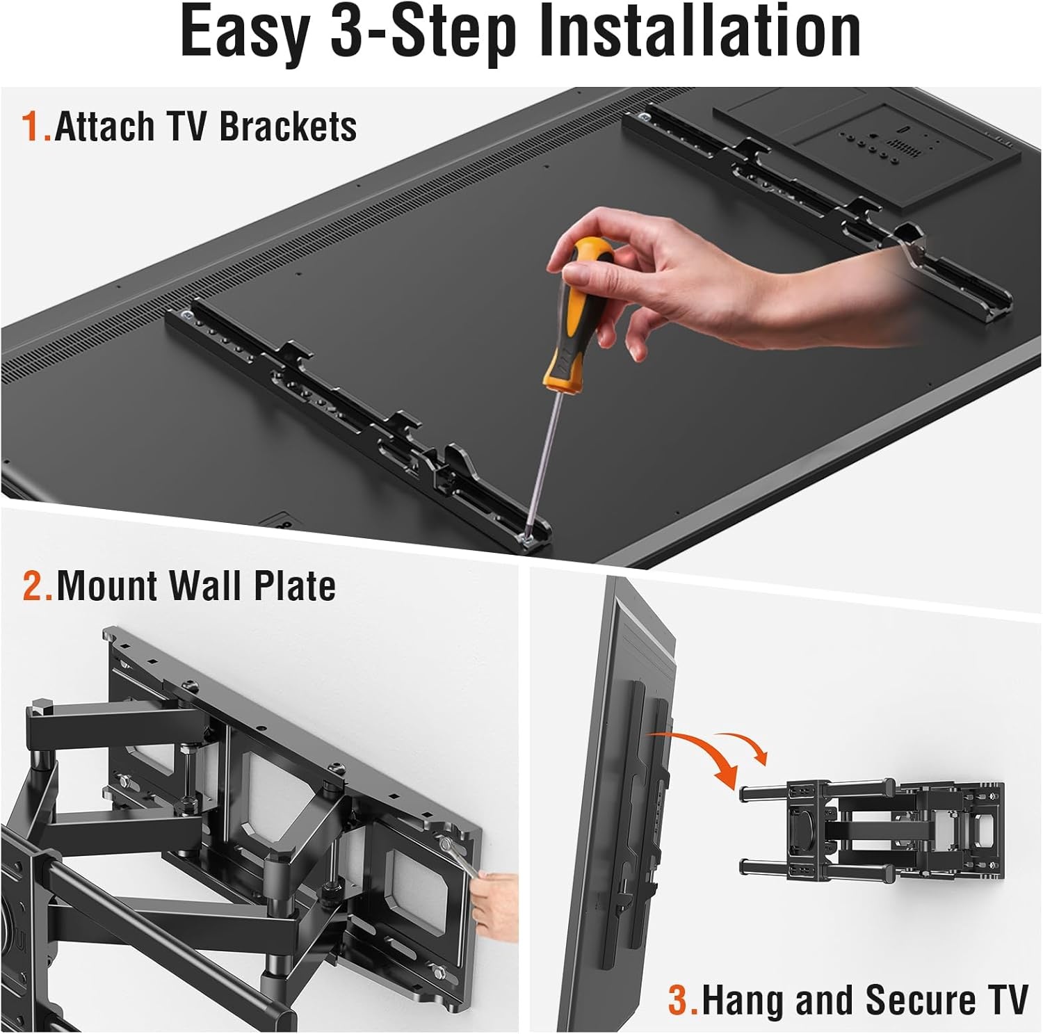 image:imageELIVED Heavy Duty TV Mount for Most 50100 Inch tvs up to 199 LBS amp 800x600mm Vesa 13 Low Profile Wall Mount TV Bracket Fixed tv Wall Mount Fits 16 24 32 StudsMotion 4282 TV