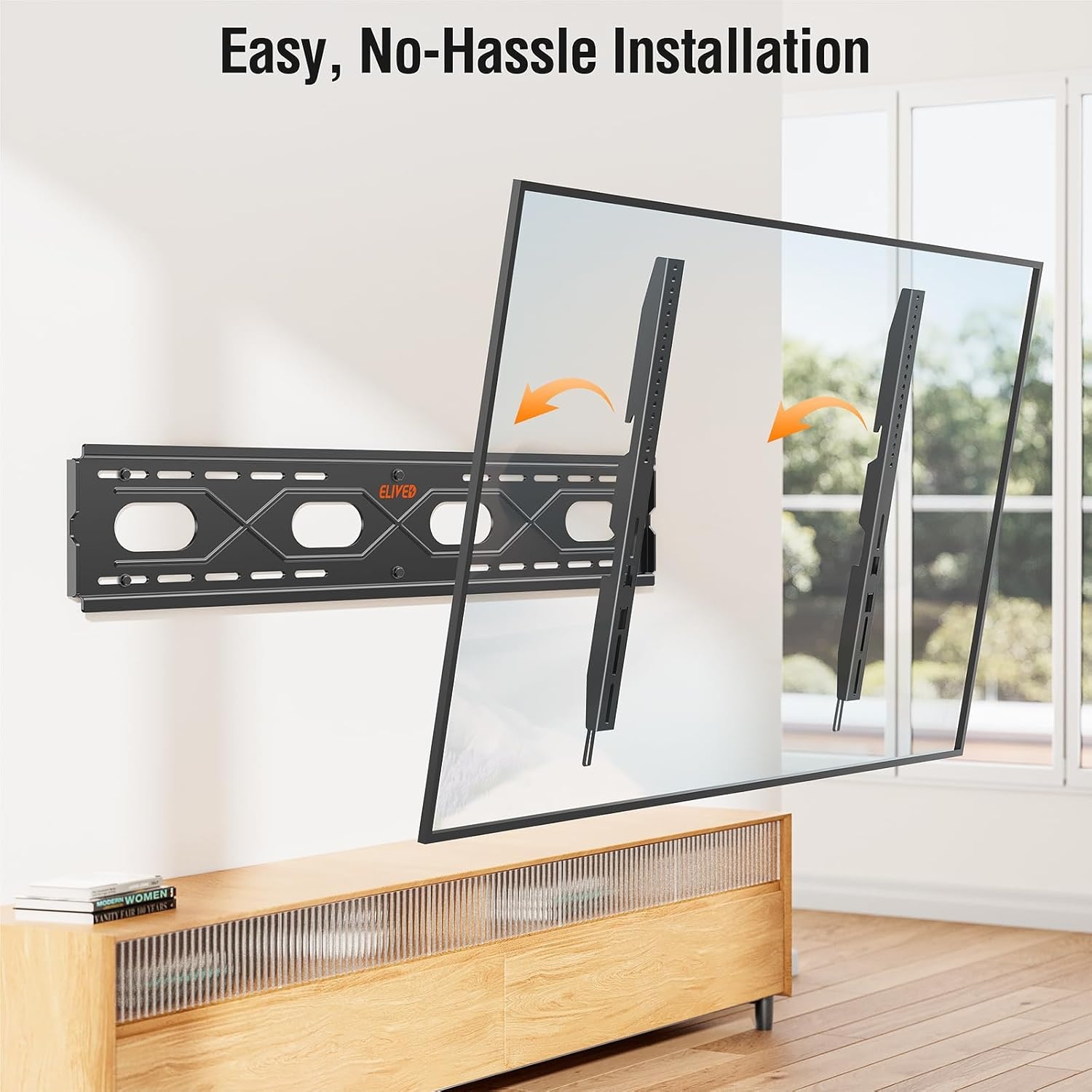image:imageELIVED Heavy Duty TV Mount for Most 50100 Inch tvs up to 199 LBS amp 800x600mm Vesa 13 Low Profile Wall Mount TV Bracket Fixed tv Wall Mount Fits 16 24 32 StudsFix 50120 TV