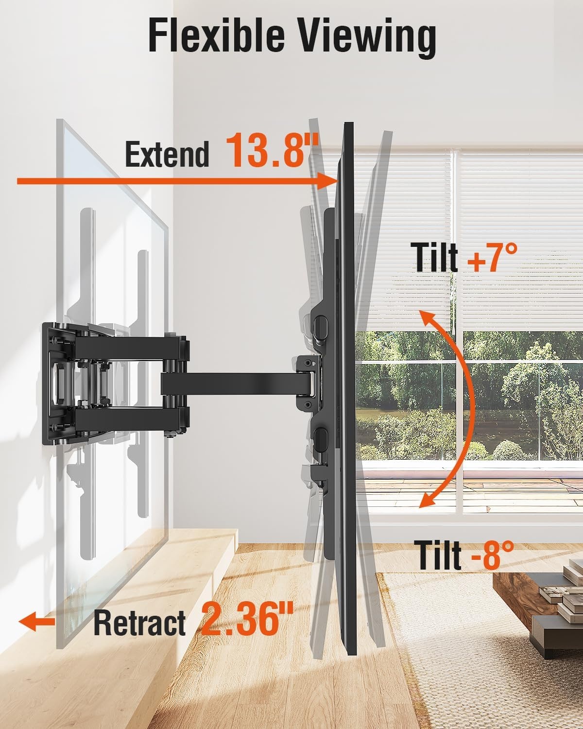 image:imageELIVED Heavy Duty TV Mount for Most 50100 Inch tvs up to 199 LBS amp 800x600mm Vesa 13 Low Profile Wall Mount TV Bracket Fixed tv Wall Mount Fits 16 24 32 StudsMotion 4282 TV