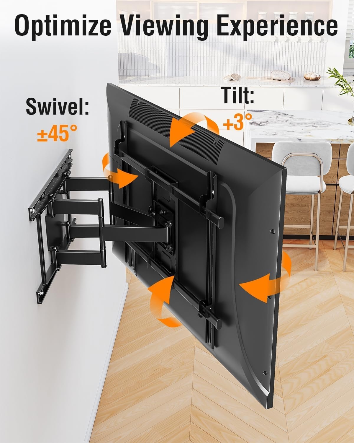 image:imageELIVED Heavy Duty TV Wall Mount for Most 4290 TV Up to 200 LBS Max VESA 800x400mm PreAssembled Wall Mount Bracket Full Motion Swivel tv Mount Fits 241816 Wood Studs YD3028TV 50110 Slim Motion