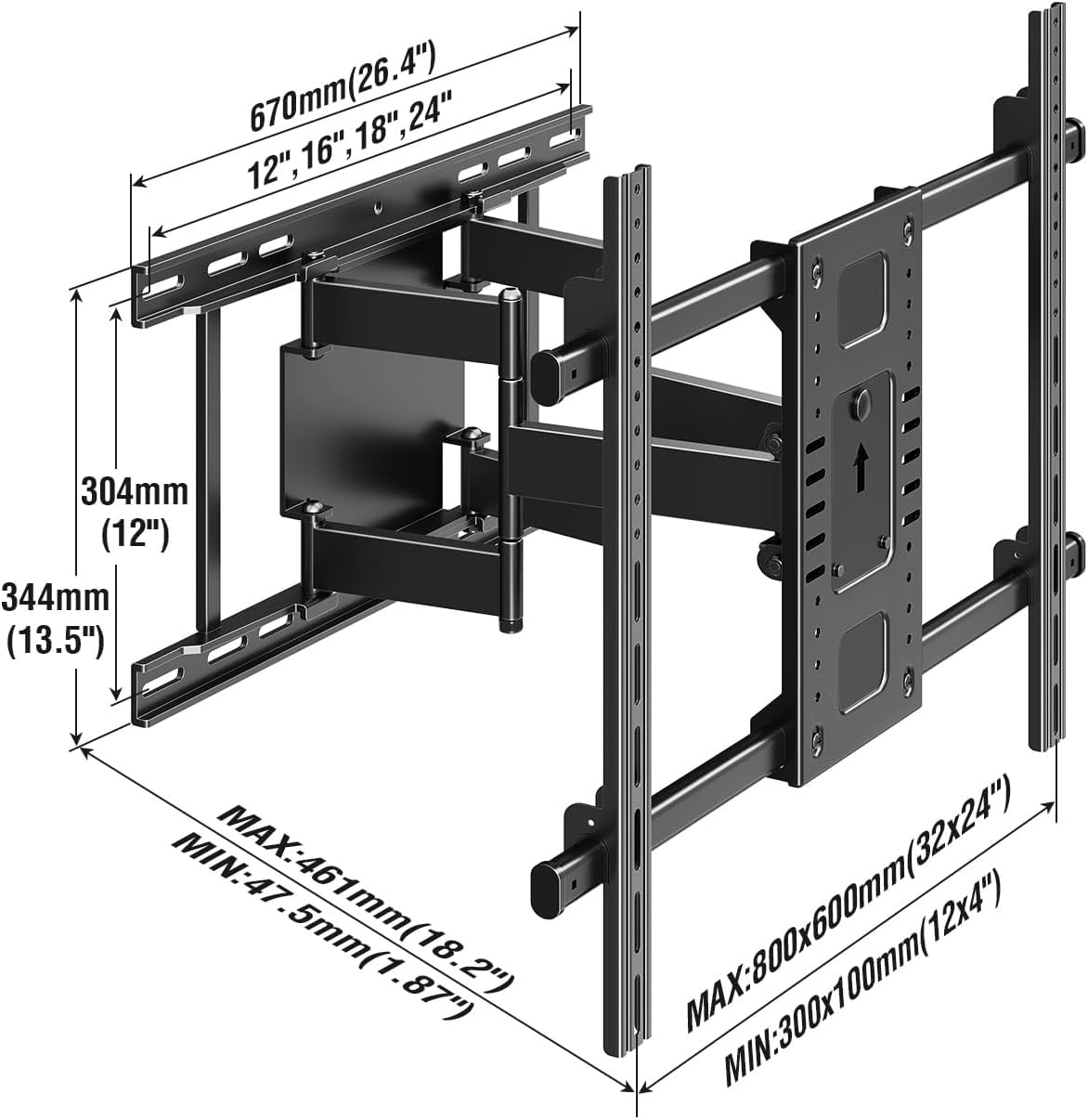 image:imageELIVED Heavy Duty TV Wall Mount for Most 4290 TV Up to 200 LBS Max VESA 800x400mm PreAssembled Wall Mount Bracket Full Motion Swivel tv Mount Fits 241816 Wood Studs YD3028TV 50110 Slim Motion