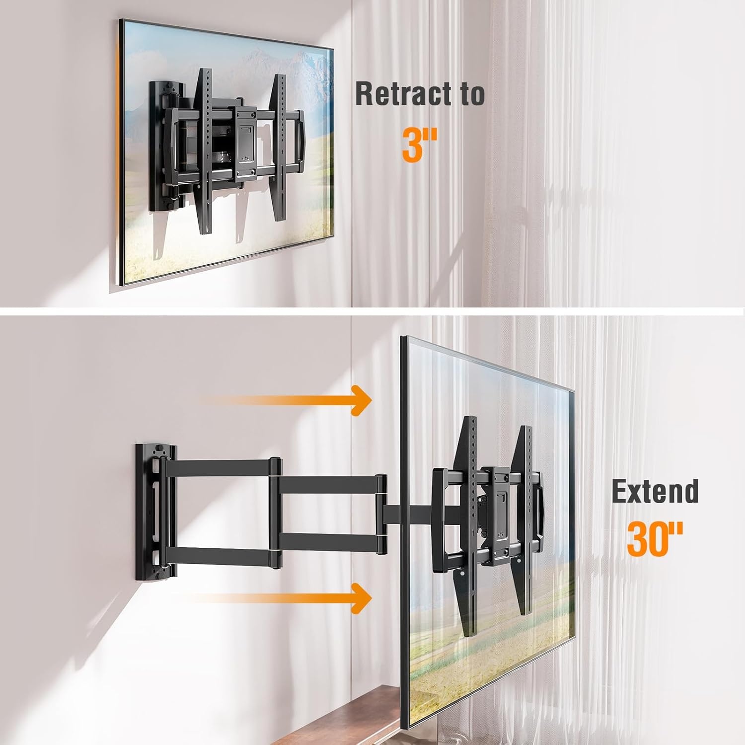image:imageELIVED Heavy Duty TV Wall Mount for Most 4290 TV Up to 200 LBS Max VESA 800x400mm PreAssembled Wall Mount Bracket Full Motion Swivel tv Mount Fits 241816 Wood Studs YD3028TV 4275 Arm 30