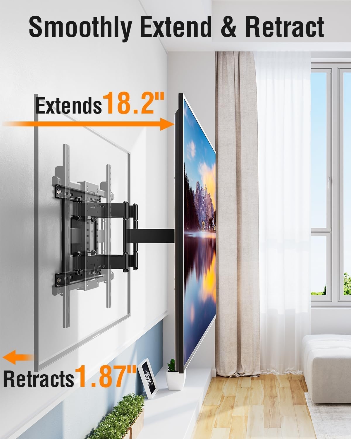 image:imageELIVED Heavy Duty TV Wall Mount for Most 4290 TV Up to 200 LBS Max VESA 800x400mm PreAssembled Wall Mount Bracket Full Motion Swivel tv Mount Fits 241816 Wood Studs YD3028TV 50110 Slim Motion