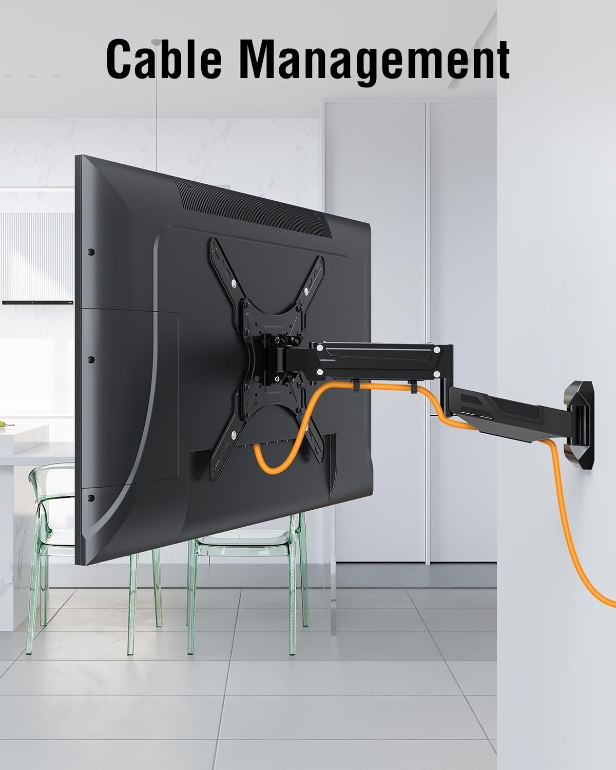image:imageELIVED Height Adjustable TV Mount for Most 2655 Inch tvs Holds 1166 lbs Spring Arm Full Motion Swivel Tilt Articulating TV Wall Mount Bracket Max VESA 400x400mmBlack