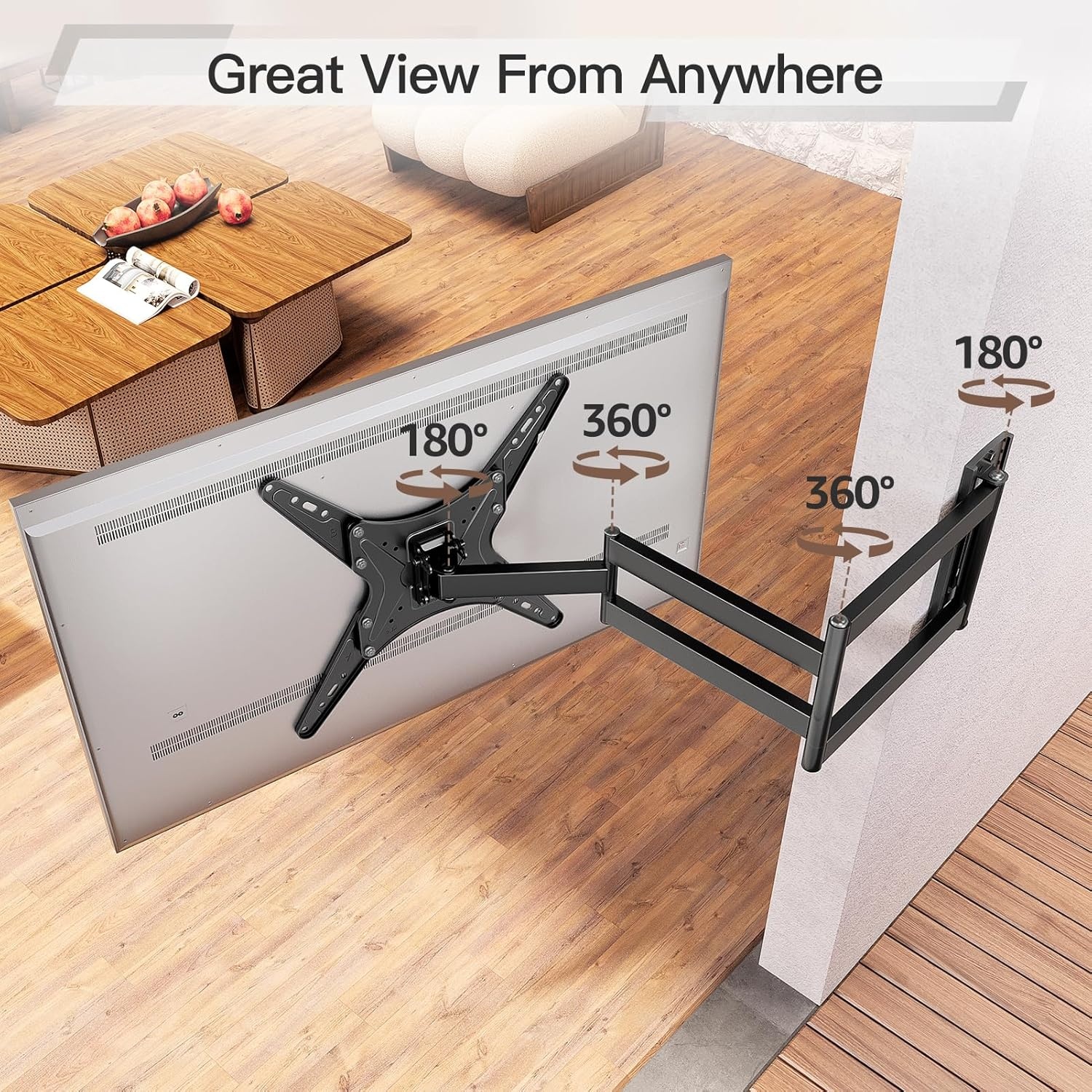 image:imageELIVED Outdoor Long Arm TV Wall Mount for Most 4275 Inch TVs 379 Inch Long Extension Corner TV Mount Weatherproof Full Motion tv Bracket AntiRust for Patio Holds 99 lbs Max VESA 600x400mmOutdoor Arm 374