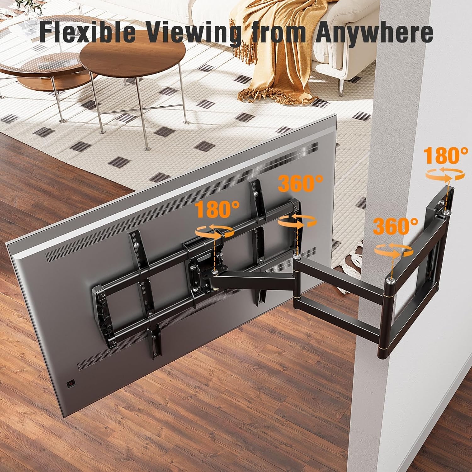 image:imageELIVED Outdoor Long Arm TV Wall Mount for Most 4275 Inch TVs 379 Inch Long Extension Corner TV Mount Weatherproof Full Motion tv Bracket AntiRust for Patio Holds 99 lbs Max VESA 600x400mmOutdoor Arm 379
