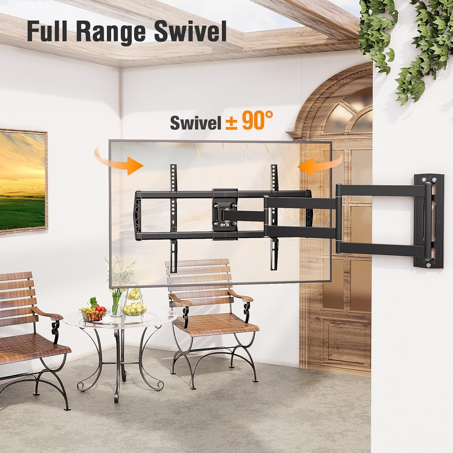 image:imageELIVED Outdoor Long Arm TV Wall Mount for Most 4275 Inch TVs 379 Inch Long Extension Corner TV Mount Weatherproof Full Motion tv Bracket AntiRust for Patio Holds 99 lbs Max VESA 600x400mmOutdoor Arm 379
