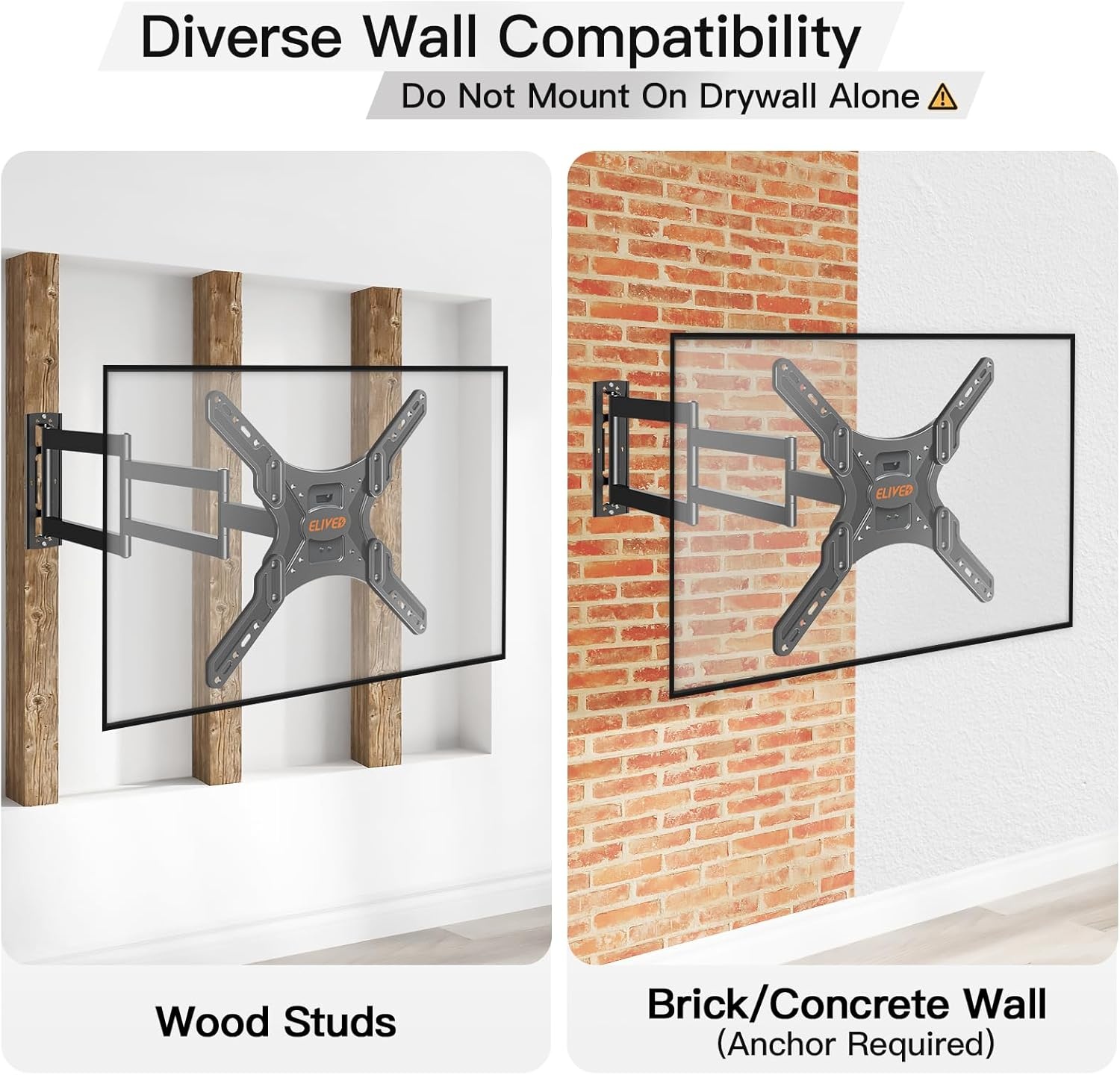 image:imageELIVED Outdoor Long Arm TV Wall Mount for Most 4275 Inch TVs 379 Inch Long Extension Corner TV Mount Weatherproof Full Motion tv Bracket AntiRust for Patio Holds 99 lbs Max VESA 600x400mmIndoor Arm 295