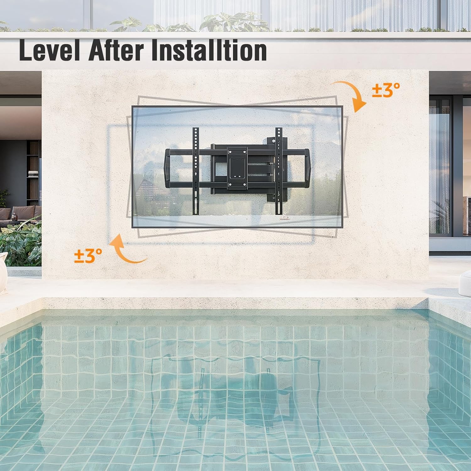 image:imageELIVED Outdoor Long Arm TV Wall Mount for Most 4275 Inch TVs 379 Inch Long Extension Corner TV Mount Weatherproof Full Motion tv Bracket AntiRust for Patio Holds 99 lbs Max VESA 600x400mmOutdoor Arm 379