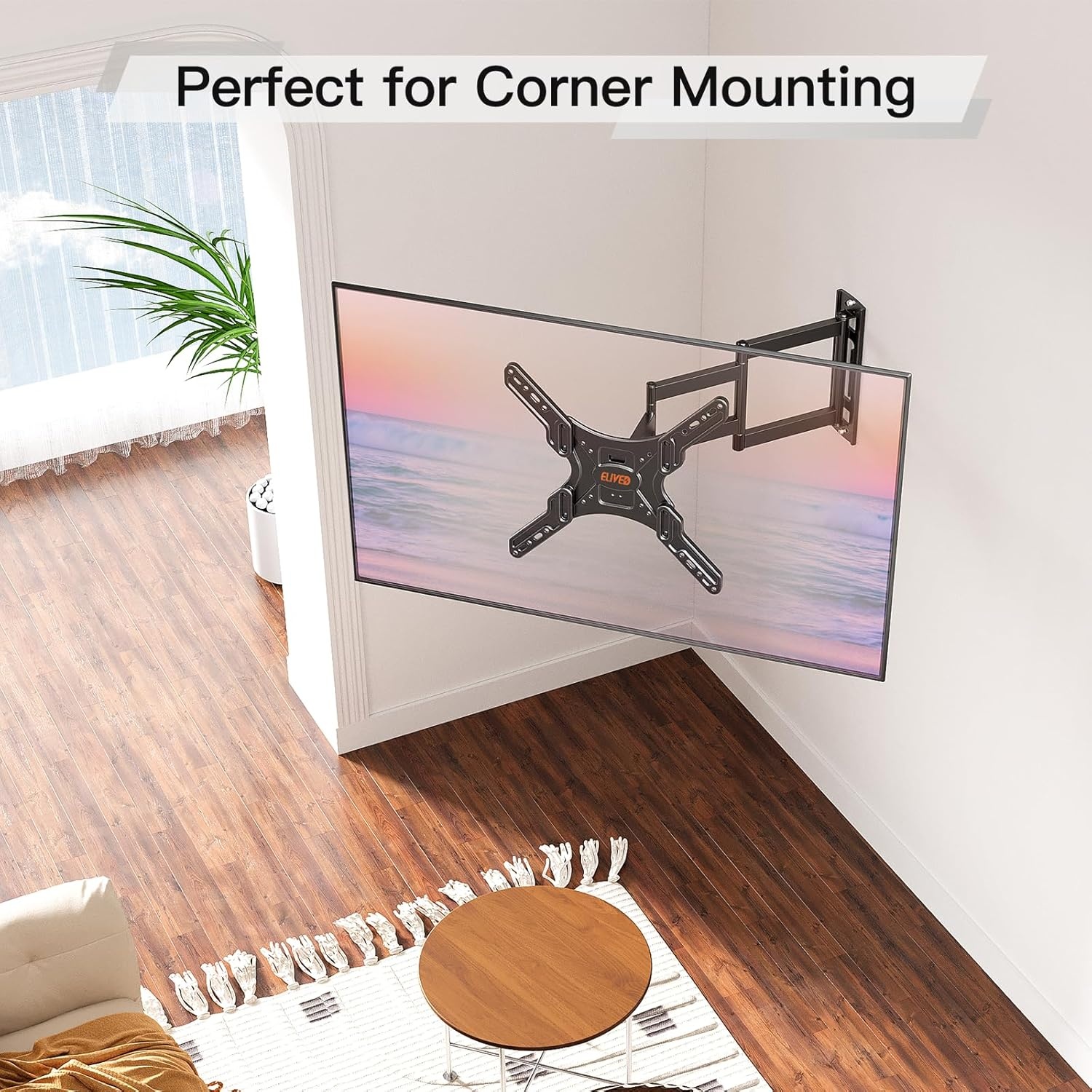 image:imageELIVED Outdoor Long Arm TV Wall Mount for Most 4275 Inch TVs 379 Inch Long Extension Corner TV Mount Weatherproof Full Motion tv Bracket AntiRust for Patio Holds 99 lbs Max VESA 600x400mmIndoor Arm 295