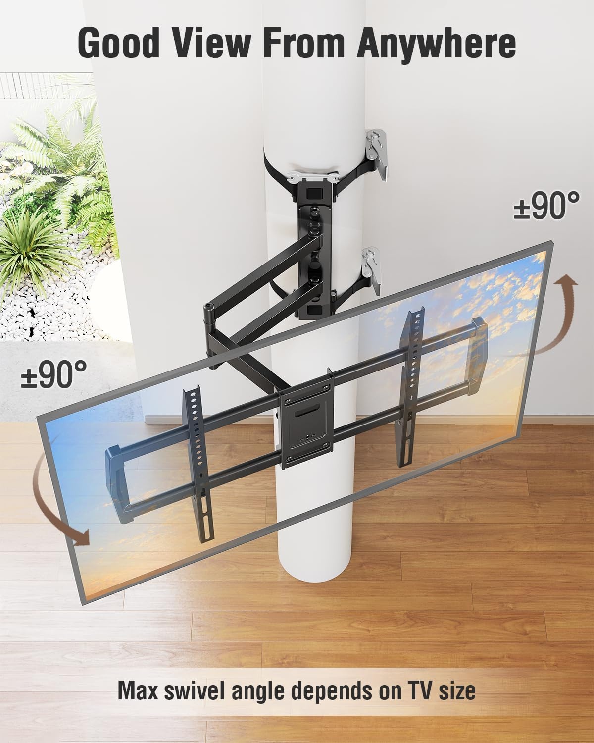 image:imageELIVED Pillar TV Mount for Most 2660 TVs Column TV Mount for Gazebo Patio Pergola No Drill Full Motion tv Bracket Swivel and Tilt Fits MultiShaped Poles Max VESA 400x400mm 77 LbsTV 3275 Pillar