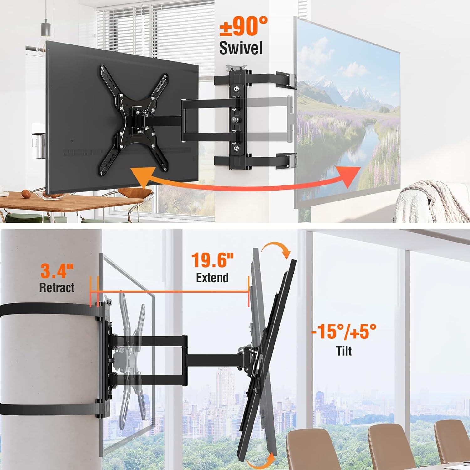 image:imageELIVED Pillar TV Mount for Most 2660 TVs Column TV Mount for Gazebo Patio Pergola No Drill Full Motion tv Bracket Swivel and Tilt Fits MultiShaped Poles Max VESA 400x400mm 77 LbsTV 2660 Outdoor Pillar