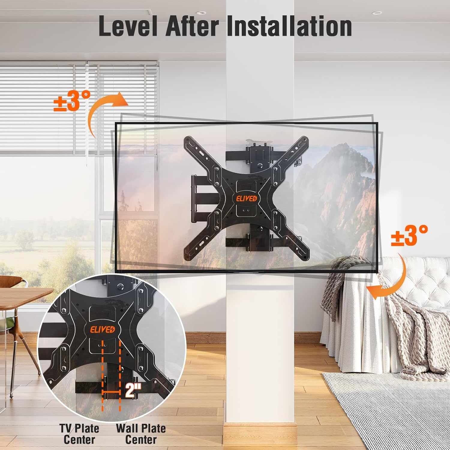 image:imageELIVED Pillar TV Mount for Most 2660 TVs Column TV Mount for Gazebo Patio Pergola No Drill Full Motion tv Bracket Swivel and Tilt Fits MultiShaped Poles Max VESA 400x400mm 77 LbsTV 2660 Pillar