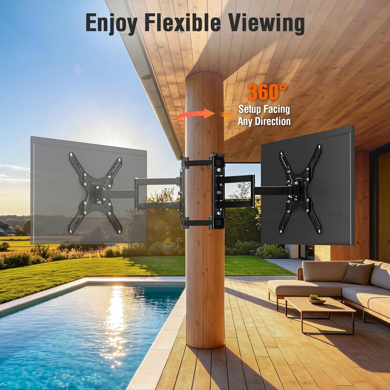 image:imageELIVED Pillar TV Mount for Most 2660 TVs Column TV Mount for Gazebo Patio Pergola No Drill Full Motion tv Bracket Swivel and Tilt Fits MultiShaped Poles Max VESA 400x400mm 77 LbsTV 2660 Outdoor Pillar