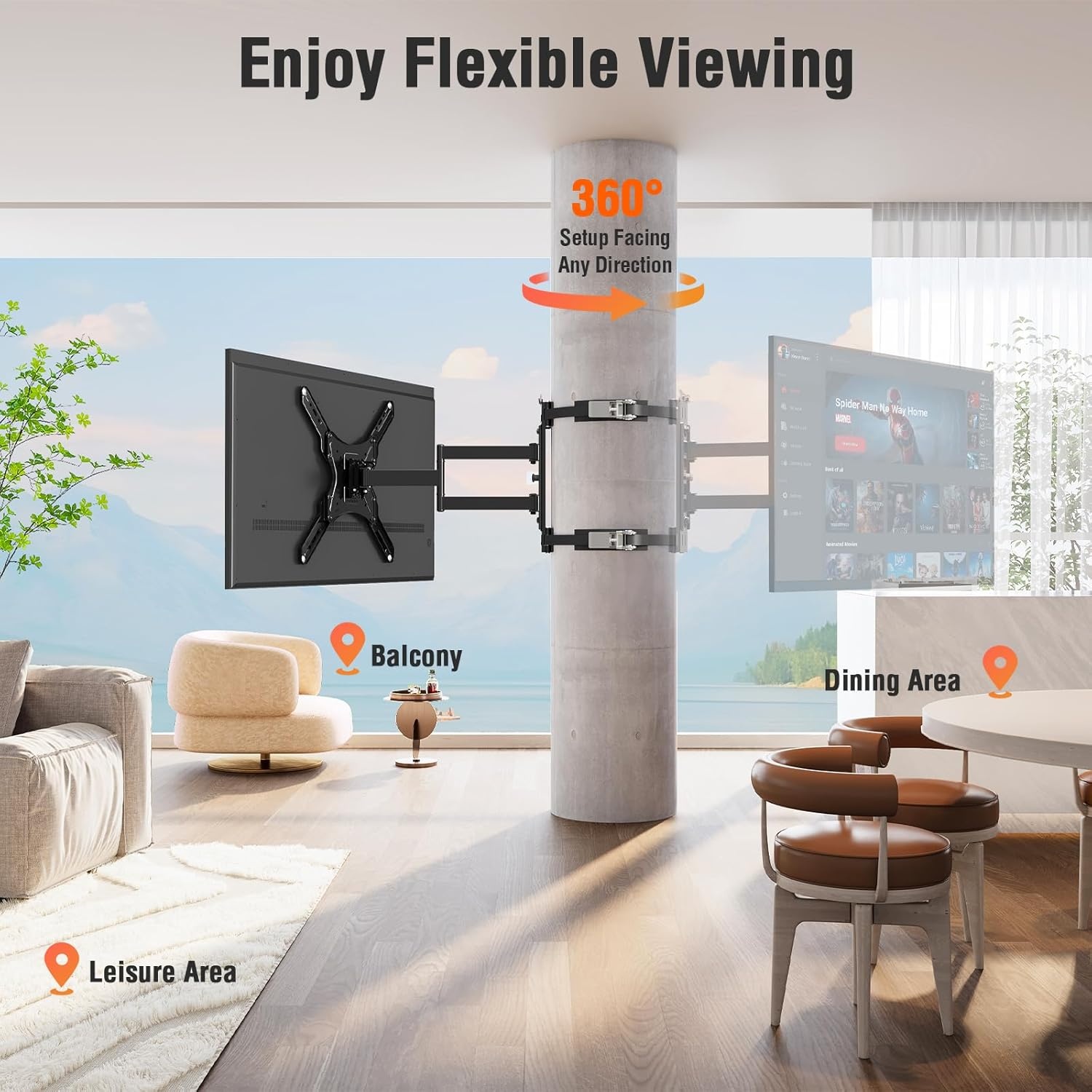 image:imageELIVED Pillar TV Mount for Most 2660 TVs Column TV Mount for Gazebo Patio Pergola No Drill Full Motion tv Bracket Swivel and Tilt Fits MultiShaped Poles Max VESA 400x400mm 77 LbsTV 2660 Pillar
