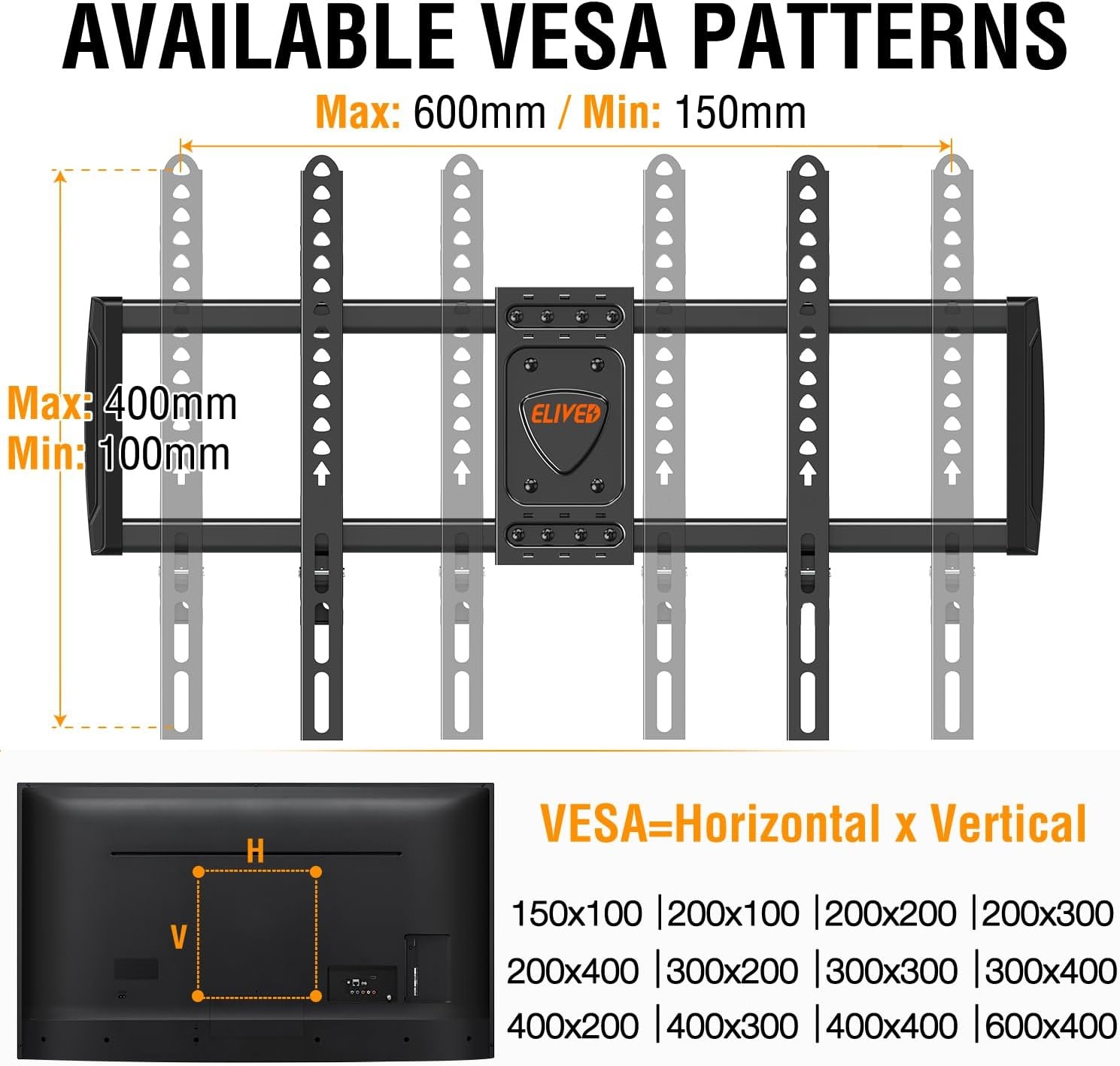 image:imageELIVED Pillar TV Mount for Most 2660 TVs Column TV Mount for Gazebo Patio Pergola No Drill Full Motion tv Bracket Swivel and Tilt Fits MultiShaped Poles Max VESA 400x400mm 77 LbsTV 3775 Arm 295