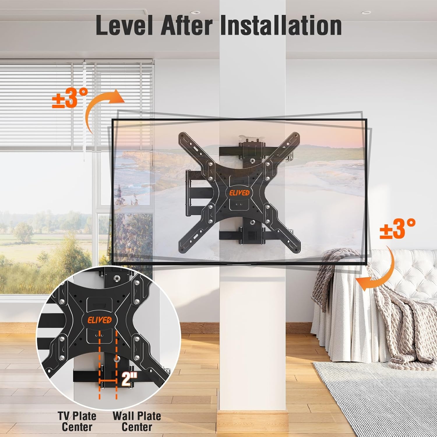 image:imageELIVED Pillar TV Mount for Most 2660 TVs Column TV Mount for Gazebo Patio Pergola No Drill Full Motion tv Bracket Swivel and Tilt Fits MultiShaped Poles Max VESA 400x400mm 77 LbsTV 2660 Outdoor Pillar