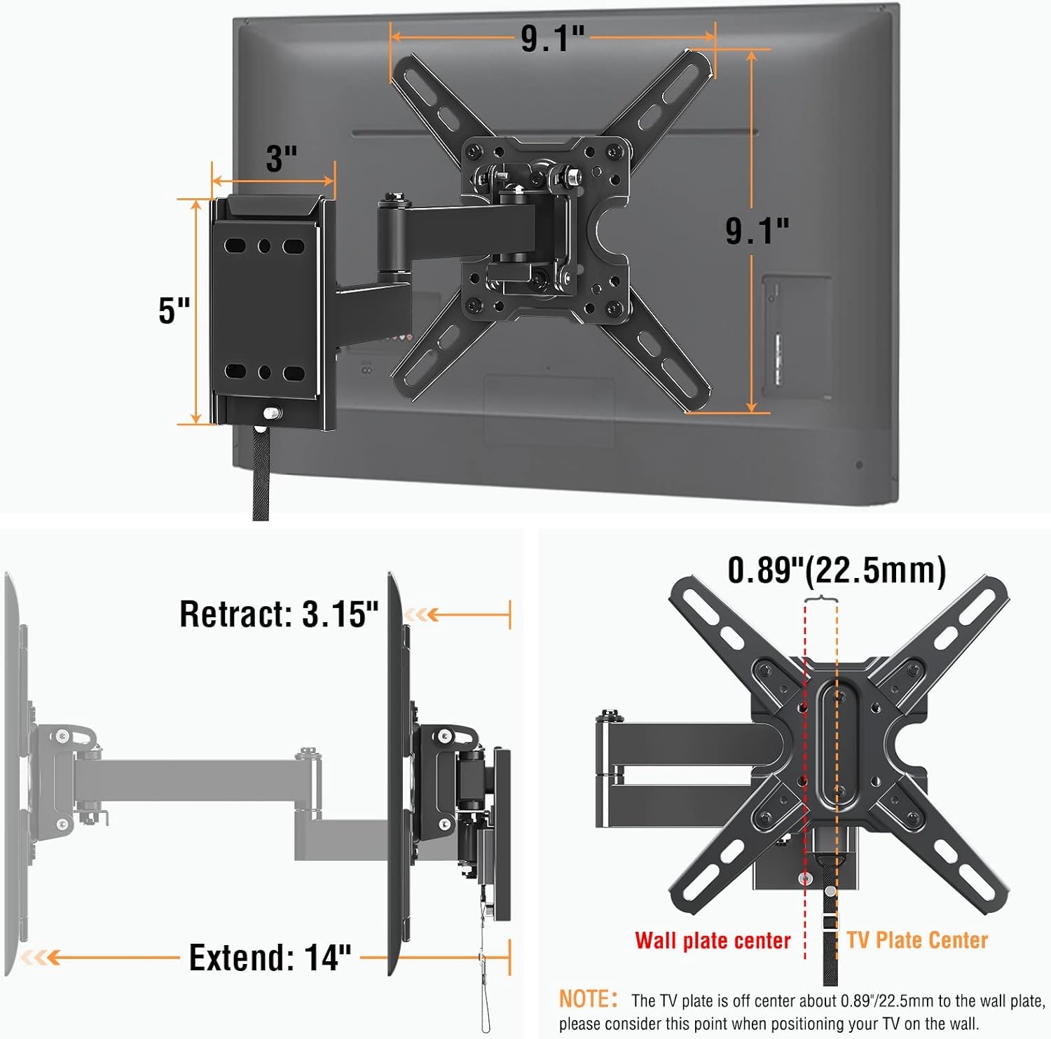 image:imageELIVED RV TV Mount for Camper Lockable RV TV Wall Mount for Most 1343 Inch TVs Full Motion Swivel and Tilt Patented Dual Latch Design for Trailer Motorhome Truck Boat Max VESA 200x200mm 33 LBSMax Load 22 lbs