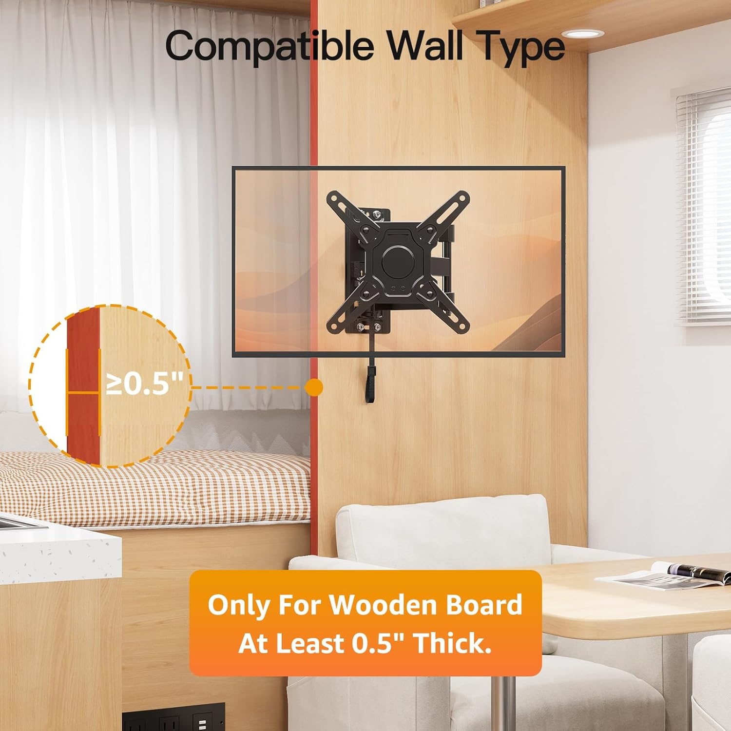 image:imageELIVED RV TV Mount for Camper Lockable RV TV Wall Mount for Most 1343 Inch TVs Full Motion Swivel and Tilt Patented Dual Latch Design for Trailer Motorhome Truck Boat Max VESA 200x200mm 33 LBSMax Load 33 lbs