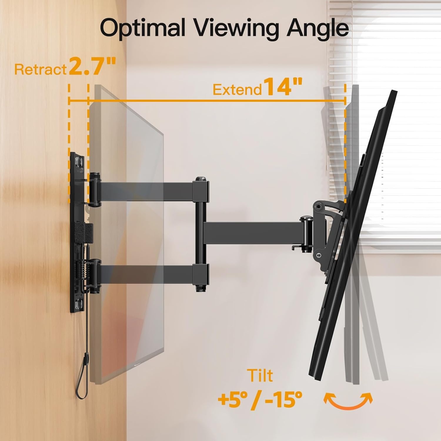 image:imageELIVED RV TV Mount for Camper Lockable RV TV Wall Mount for Most 1343 Inch TVs Full Motion Swivel and Tilt Patented Dual Latch Design for Trailer Motorhome Truck Boat Max VESA 200x200mm 33 LBSMax Load 33 lbs