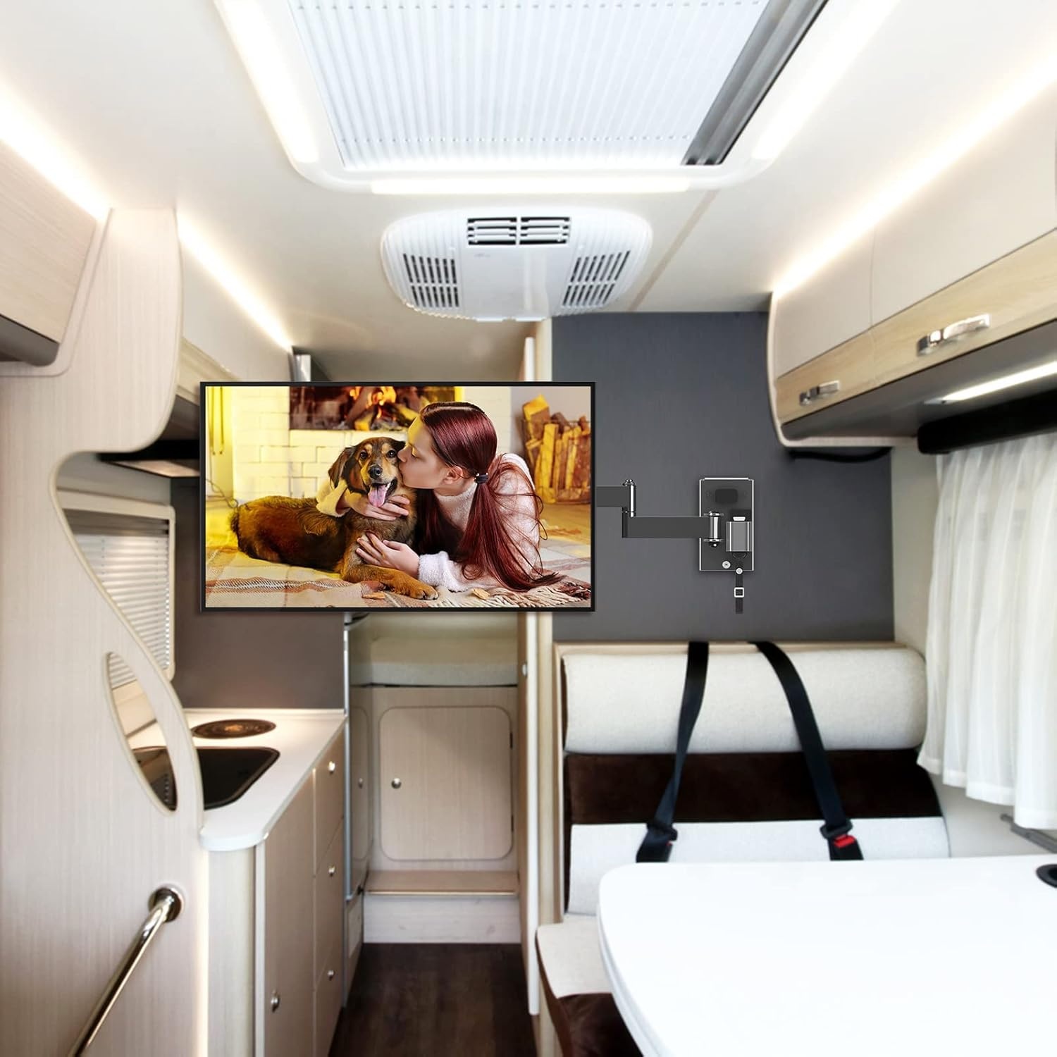 image:imageELIVED RV TV Mount for Camper Lockable RV TV Wall Mount for Most 1343 Inch TVs Full Motion Swivel and Tilt Patented Dual Latch Design for Trailer Motorhome Truck Boat Max VESA 200x200mm 33 LBSMax Load 22 lbs