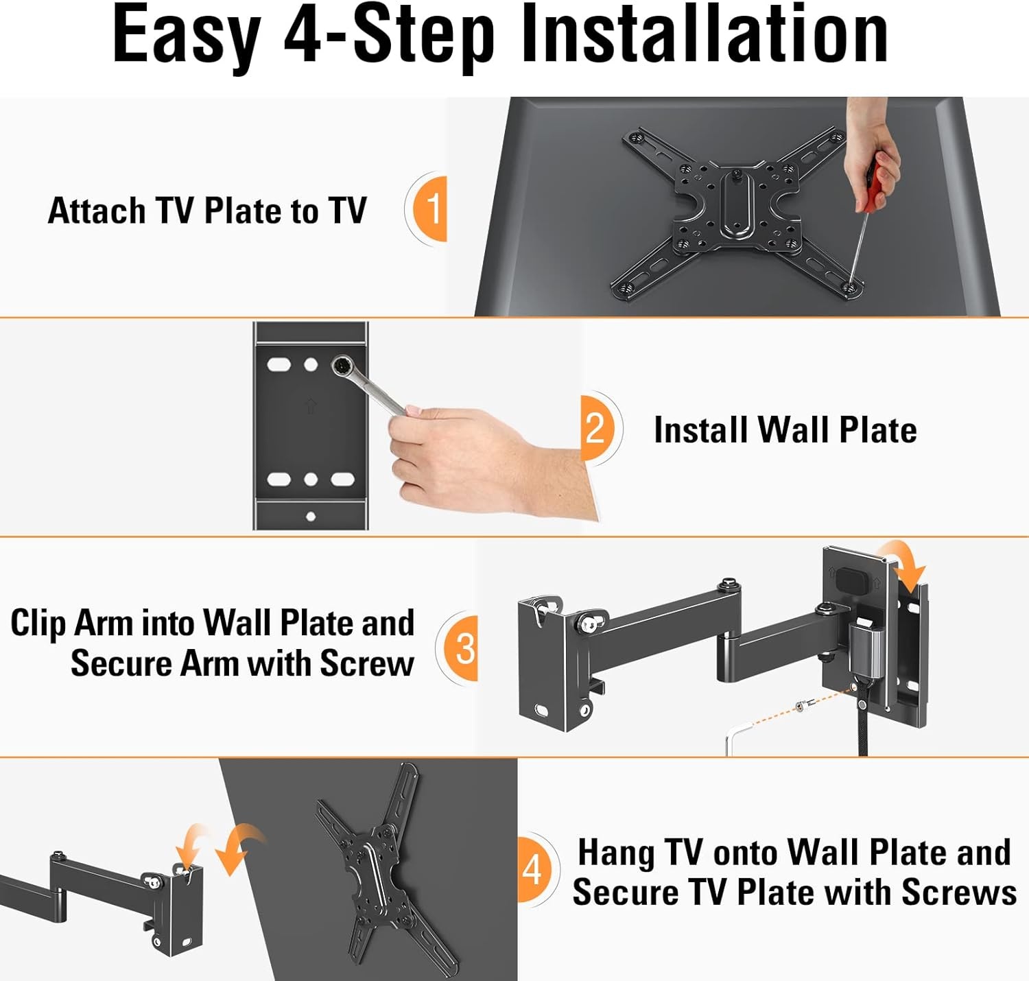 image:imageELIVED RV TV Mount for Camper Lockable RV TV Wall Mount for Most 1343 Inch TVs Full Motion Swivel and Tilt Patented Dual Latch Design for Trailer Motorhome Truck Boat Max VESA 200x200mm 33 LBSMax Load 22 lbs