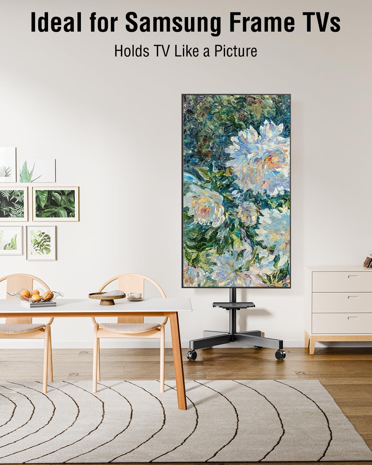 image:imageELIVED Rolling TV Stand for Most 2360 TVs Mobile TV Cart 90 Rotation Landscape to Portrait Height Adjustable Floor TV Stand with Extendable Base Max VESA 400x400mm Up to 77 Lbs