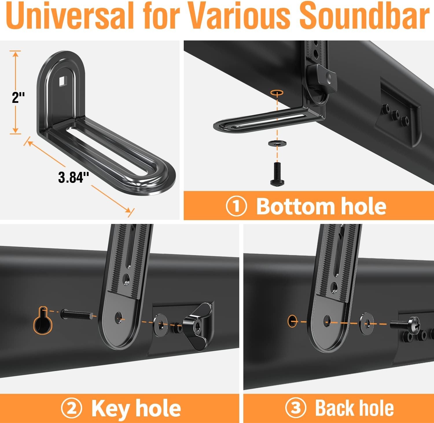 image:imageELIVED Soundbar Mount Under or Above TV Fits Most Sound Bars Up to 15 Lbs ToolFree Knob Height Adjustable Universal Sound Bar TV Bracket with Detachable Long Extension Arms and LBracketsLarge