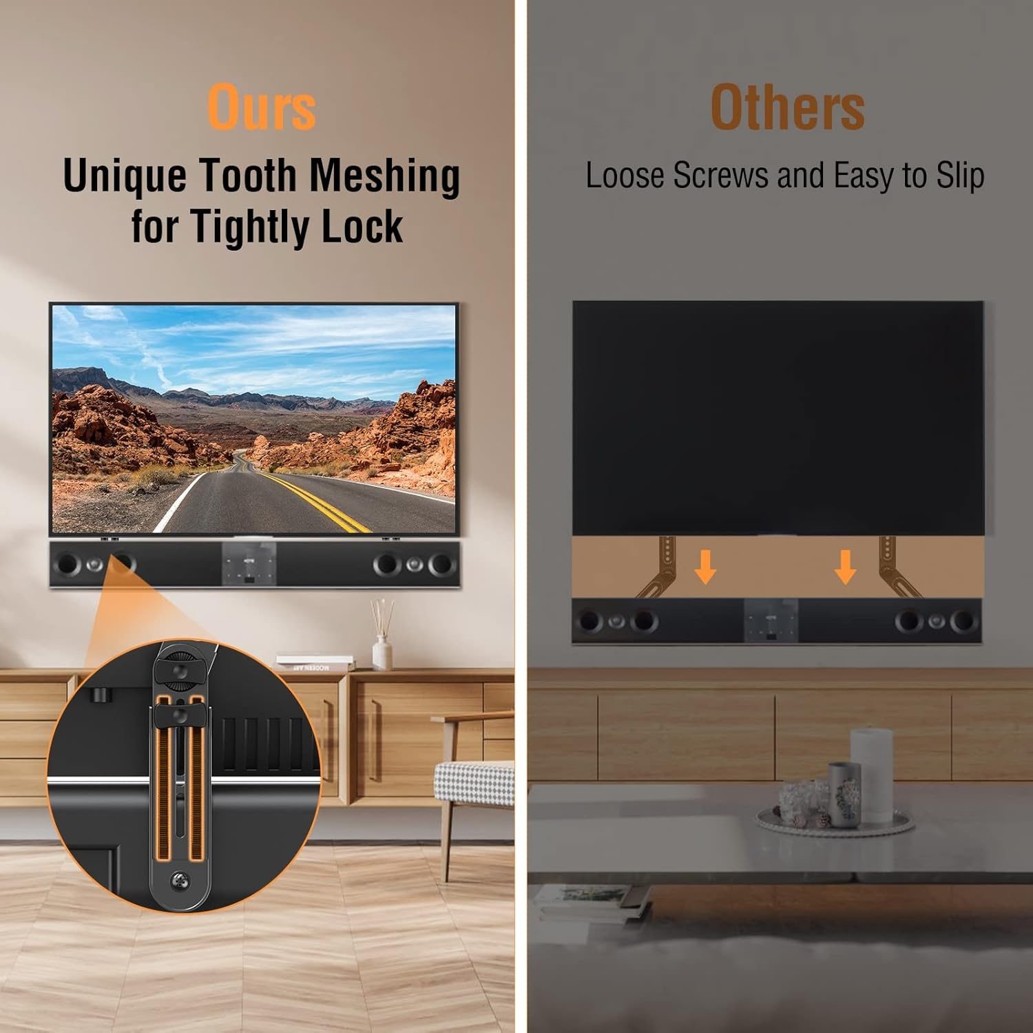 image:imageELIVED Soundbar Mount Under or Above TV Fits Most Sound Bars Up to 15 Lbs ToolFree Knob Height Adjustable Universal Sound Bar TV Bracket with Detachable Long Extension Arms and LBracketsLarge