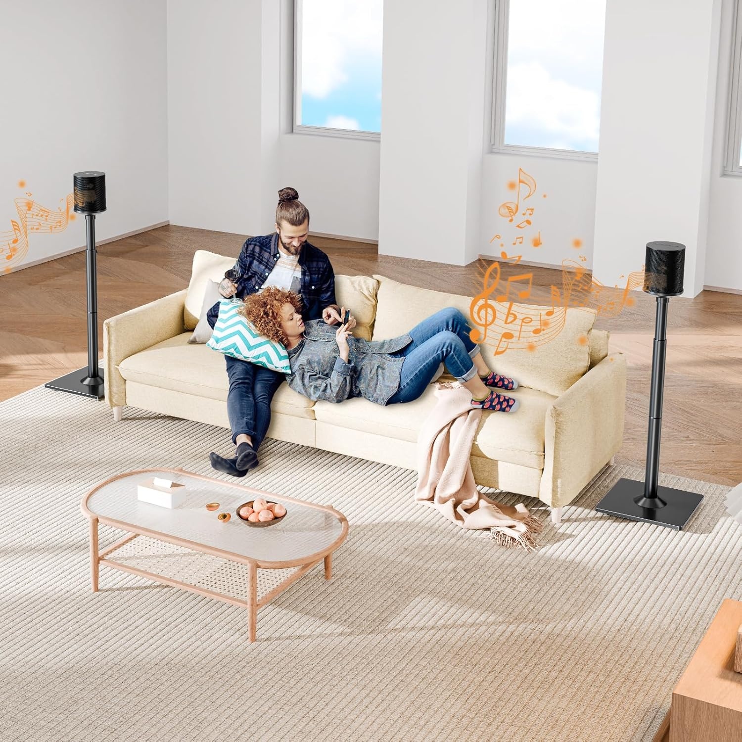 image:imageELIVED Speaker Stands for Sonos Era 100 and Sonos One One SL Play1 Height Adjustable 35 434 Speaker Stands Pair Surround Sound Speaker Stand with Cable Management 11 LBS Loading