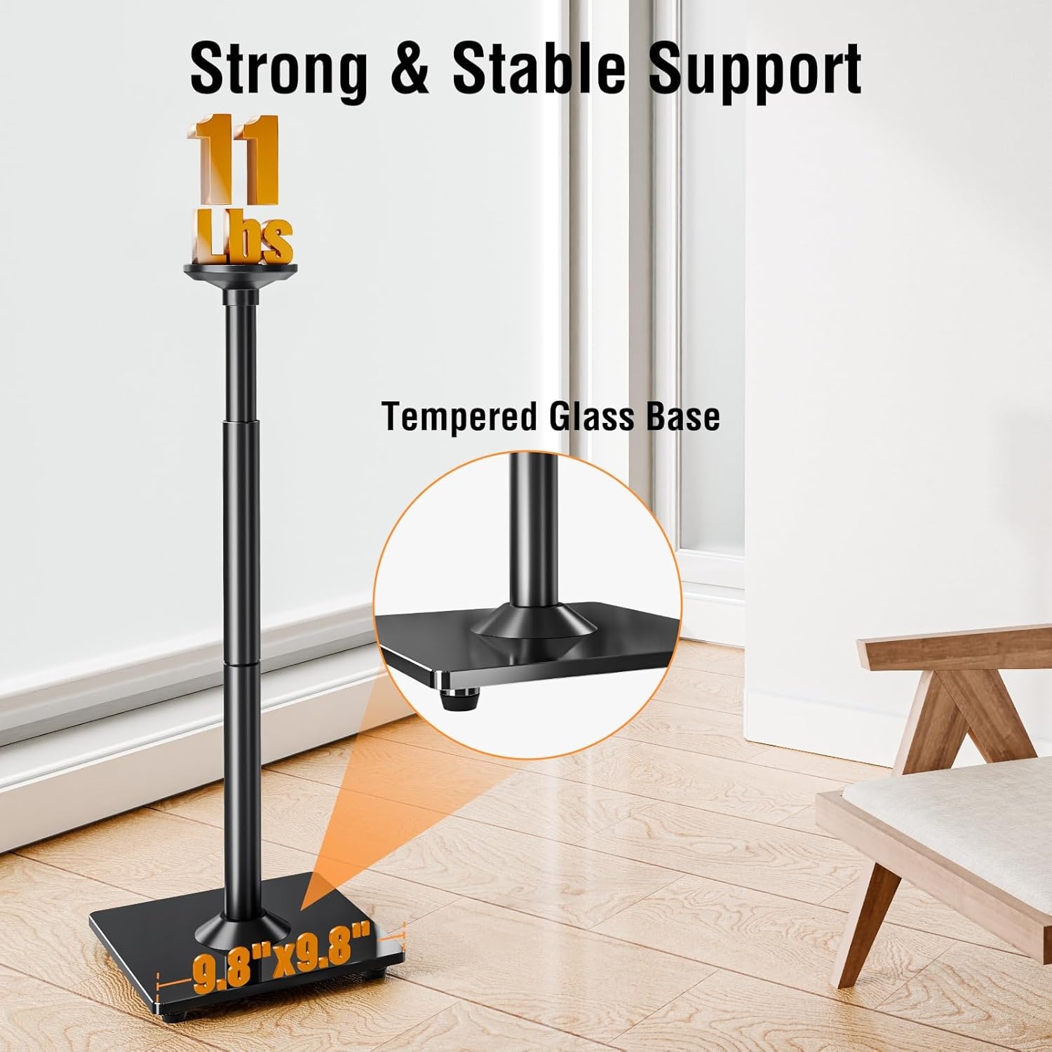 image:imageELIVED Speaker Stands for Sonos Era 100 and Sonos One One SL Play1 Height Adjustable 35 434 Speaker Stands Pair Surround Sound Speaker Stand with Cable Management 11 LBS Loading