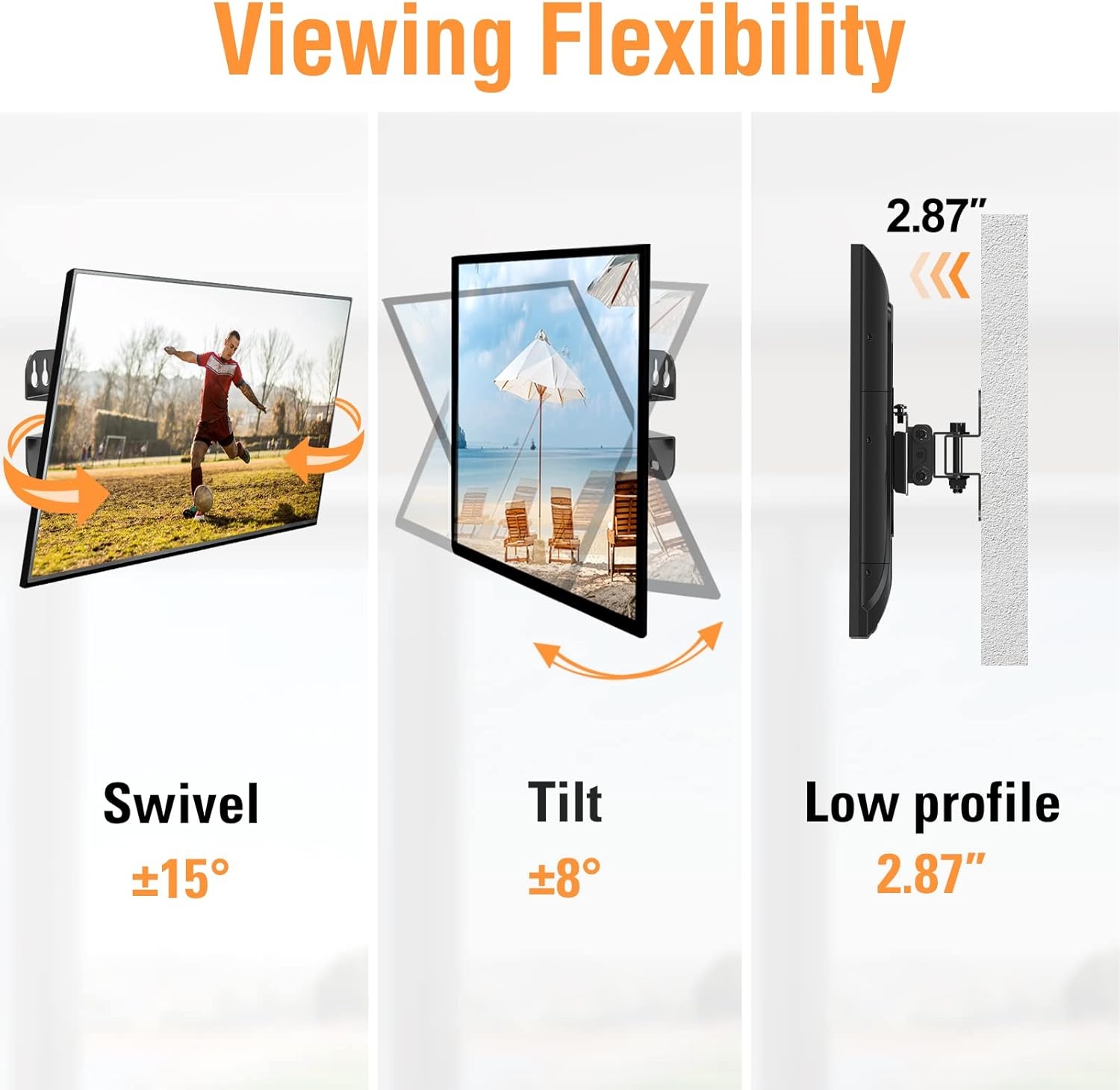 image:imageELIVED TV Wall Mount Small Monitor Mount Bracket with Adjustable Tilt Swivel for Most 1330 Inch LED LCD OLED TVs Single Stud Perfect Center Design VESA Size Up to 100x100mm and Holds up to 33 lbs