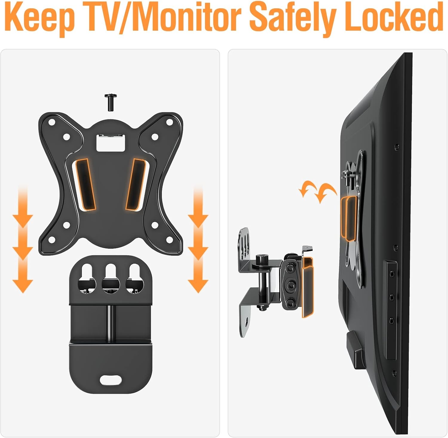image:imageELIVED TV Wall Mount Small Monitor Mount Bracket with Adjustable Tilt Swivel for Most 1330 Inch LED LCD OLED TVs Single Stud Perfect Center Design VESA Size Up to 100x100mm and Holds up to 33 lbs