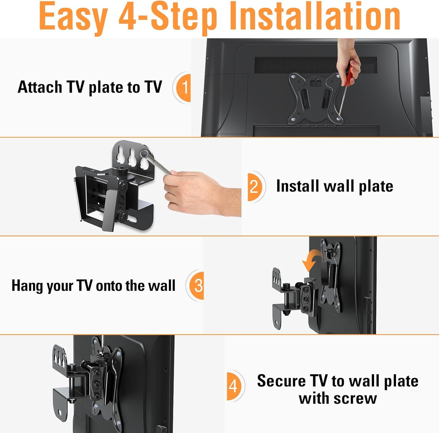 image:imageELIVED TV Wall Mount Small Monitor Mount Bracket with Adjustable Tilt Swivel for Most 1330 Inch LED LCD OLED TVs Single Stud Perfect Center Design VESA Size Up to 100x100mm and Holds up to 33 lbs