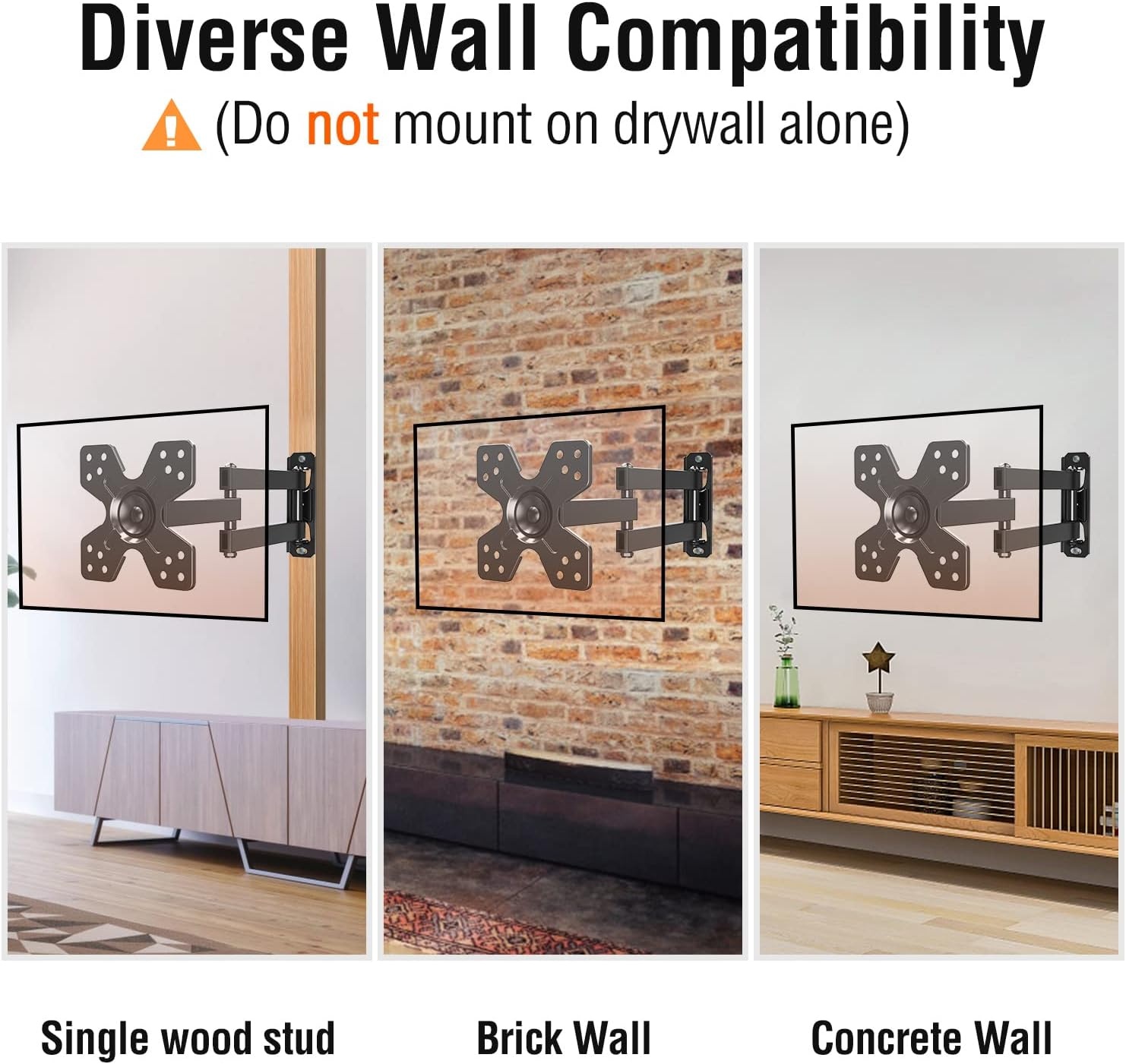 image:imageELIVED TV Wall Mount for Most 1330 inch TVs and Monitors Swivel and Tilt Full Motion TV Mount Brackets Rotation Articulating Extension Arm Single Stud for Corner Max VESA 100x100mm 33 lbs