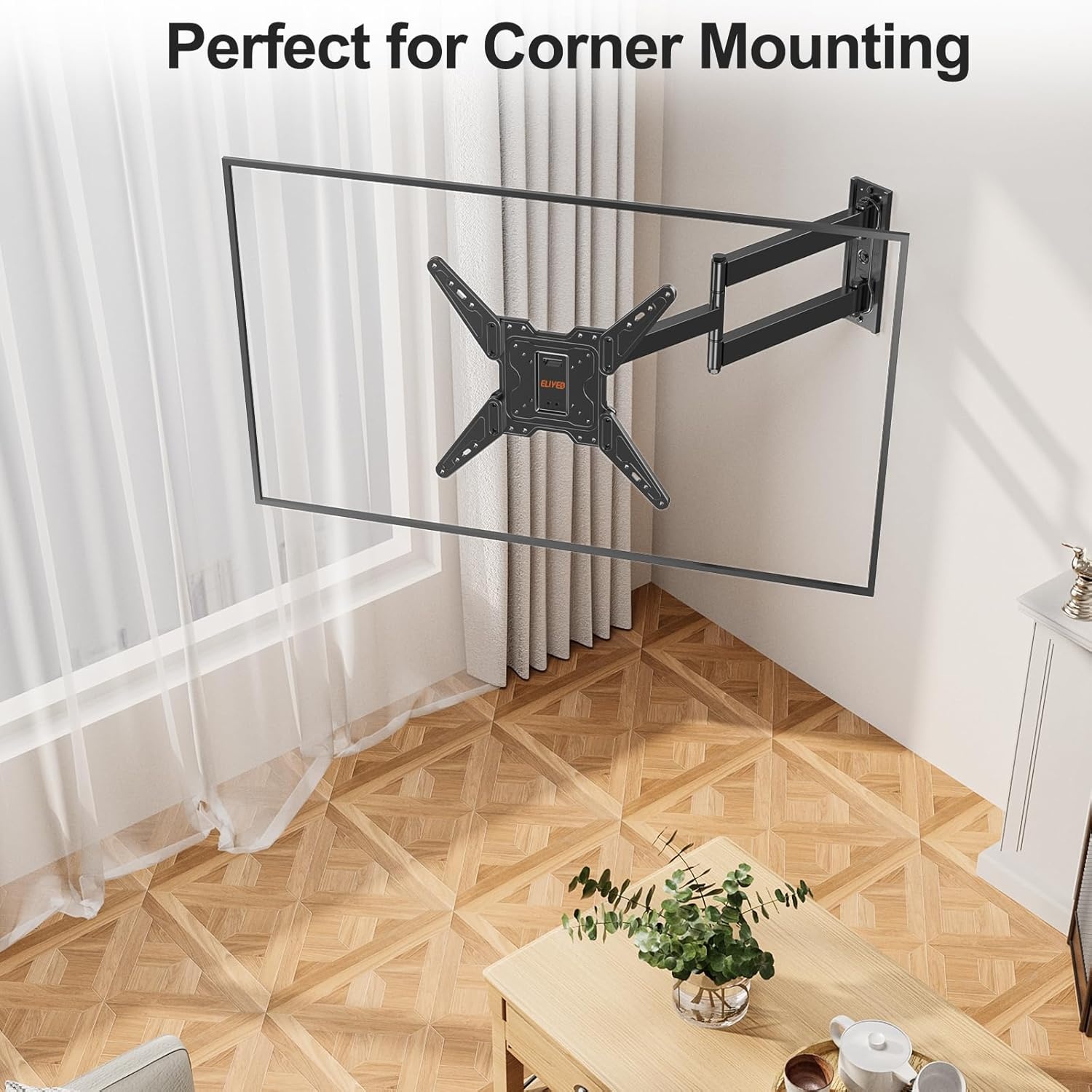 image:imageELIVED TV Wall Mount for Most 2660 Inch TVs Swivel and Tilt Full Motion TV Mount with Single Stud Perfect Center Design Wall Mount Bracket Max VESA 400x400mm Corner Mount Holds up to 77 lbsLong Arm 313 TV 3265